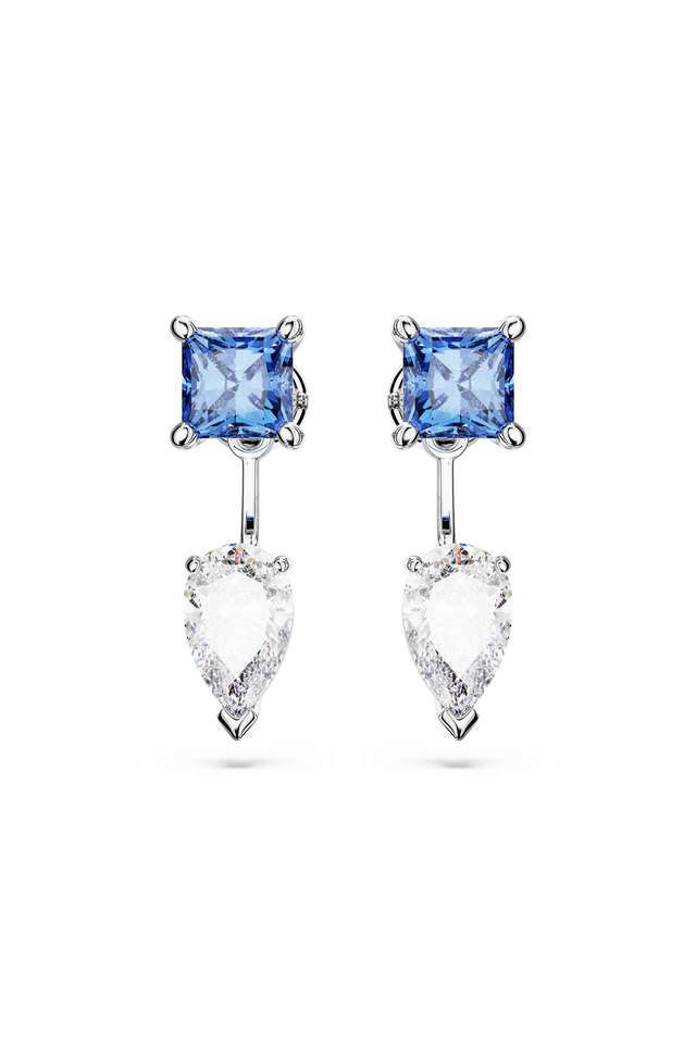 Mesmera-Earring-Jackets-Mixed-Cuts-Detachable-Blue-Rhodium-Plated