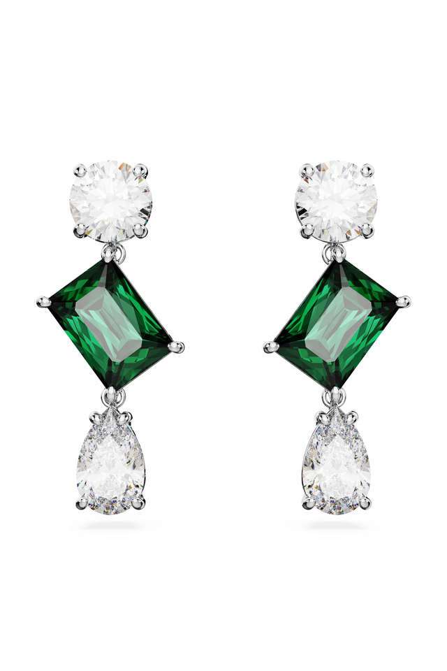 Mesmera-Drop-Earrings-Mixed-Cuts-Green-Rhodium-Plated Mesmera-Drop-Earrings-Mixed-Cuts-Green-Rhodium-Plated