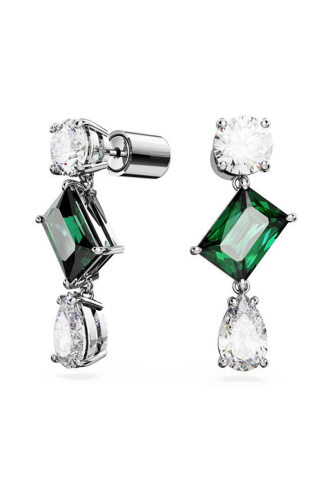 Mesmera-Drop-Earrings-Mixed-Cuts-Green-Rhodium-Plated