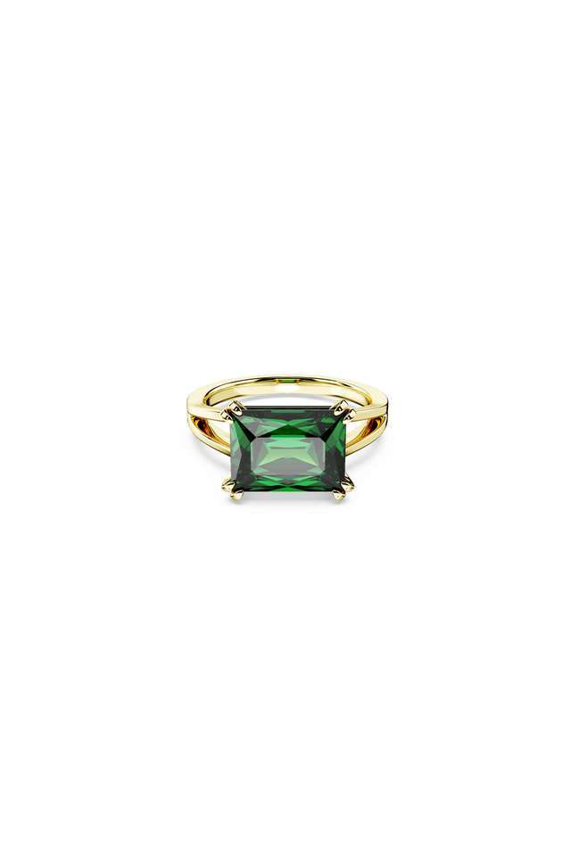Matrix-Cocktail-Ring-Rectangular-Cut-Green-Gold-Tone-Plated