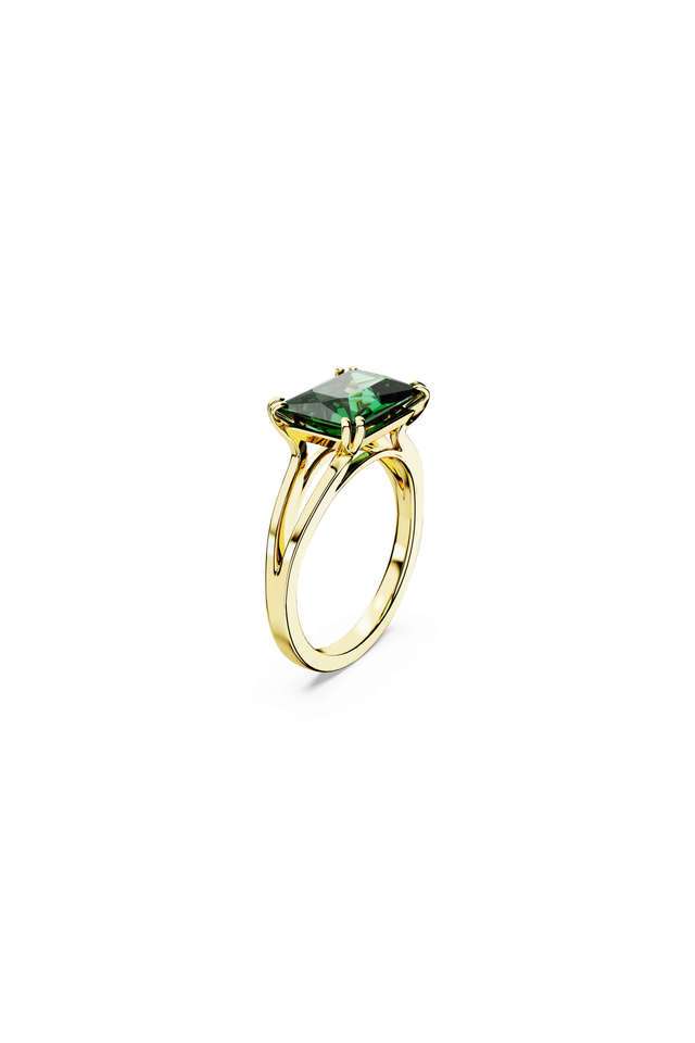 Matrix-Cocktail-Ring-Rectangular-Cut-Green-Gold-Tone-Plated
