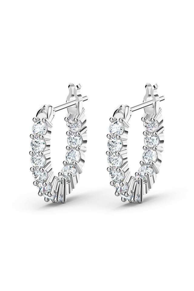 Vittore-Mini-Hoop-Pierced-Earrings -White -Rhodium-Plated
