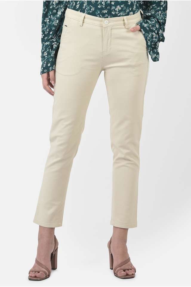 crimsoune club Solid Cotton Blend Slim Fit Women's Casual Pants-picture-34