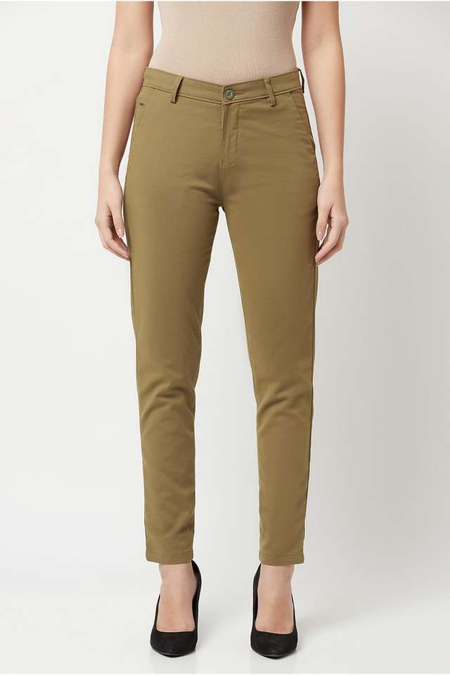 crimsoune club Solid Cotton Blend Slim Fit Women's Casual Pants-picture-10