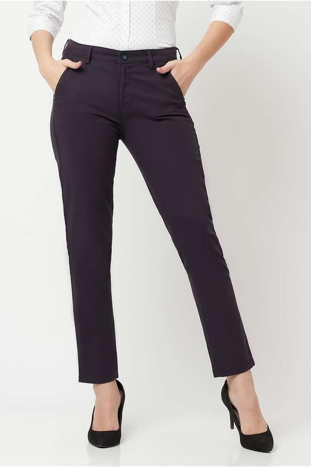 crimsoune club Solid Slim Fit Cotton Blend Women Casual Wear Trouser-picture-25