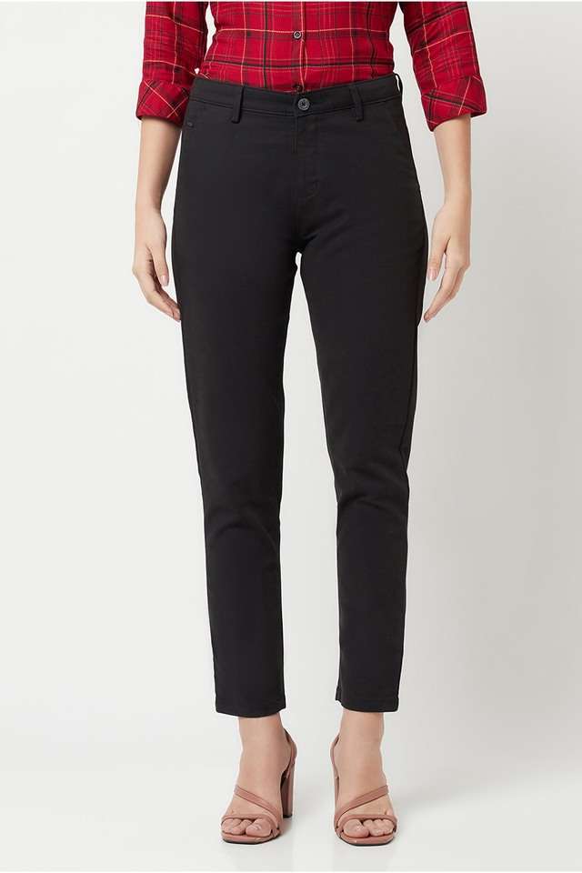 crimsoune club Solid Cotton Blend Slim Fit Women's Casual Pants-picture-11