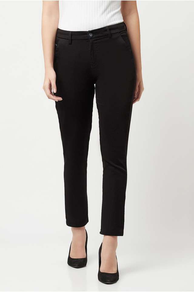 crimsoune club Solid Cotton Blend Slim Fit Women's Casual Pants-picture-24