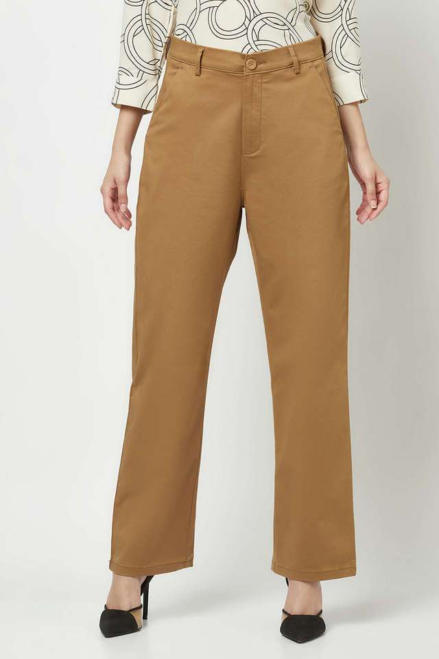 Solid Straight Fit Rayon Women Casual Wear Trouser-image-20