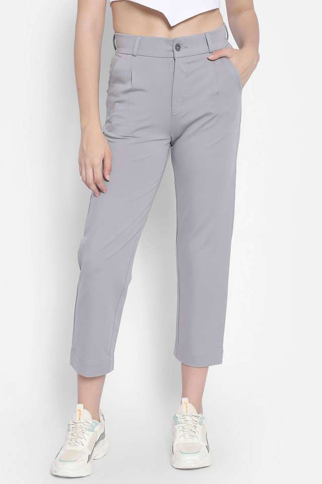 crimsoune club Solid Straight Fit Rayon Women Casual Wear Trouser-picture-34