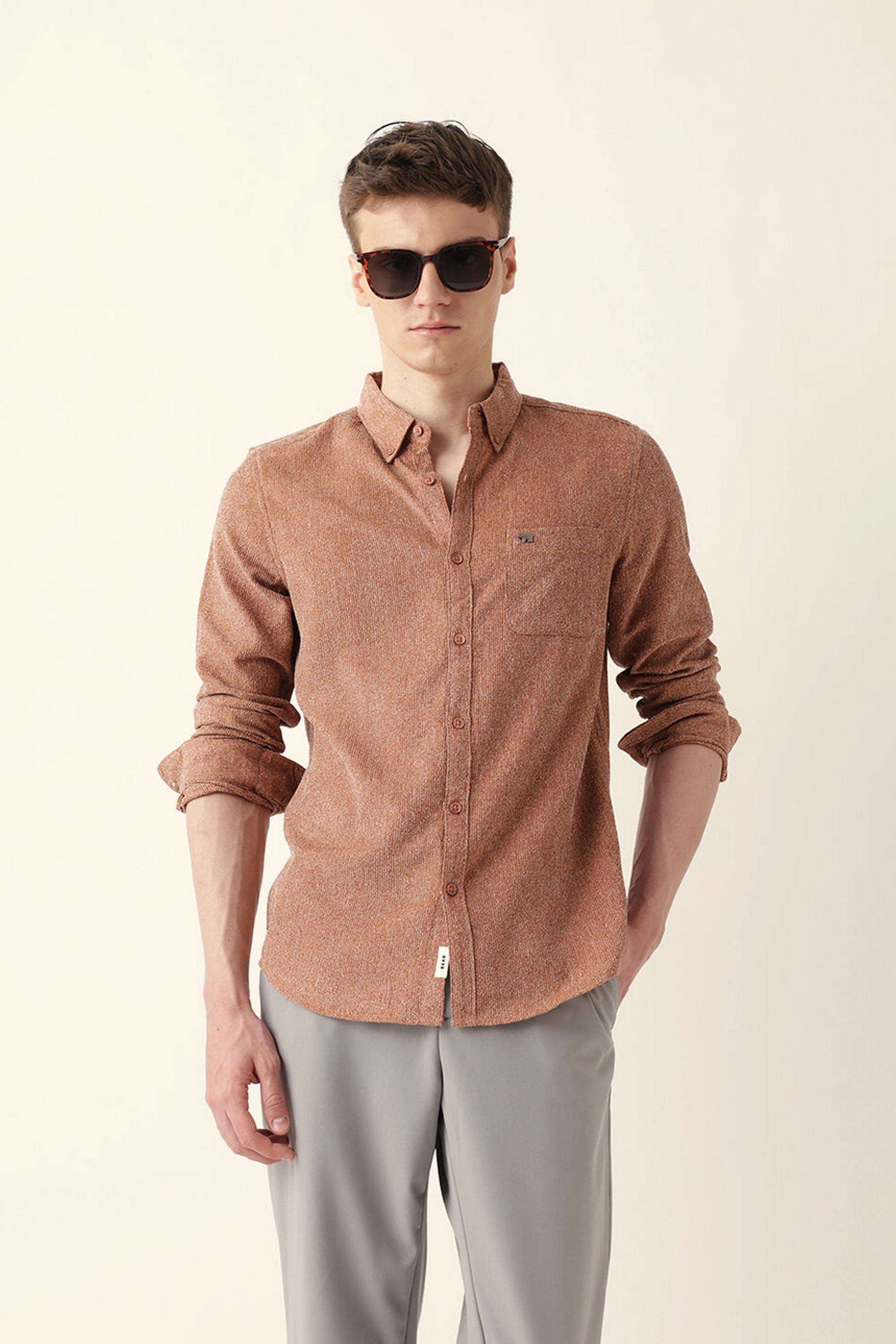 Solid-Cotton-Blend-Slim-Fit-Men-s-Casual-Shirt