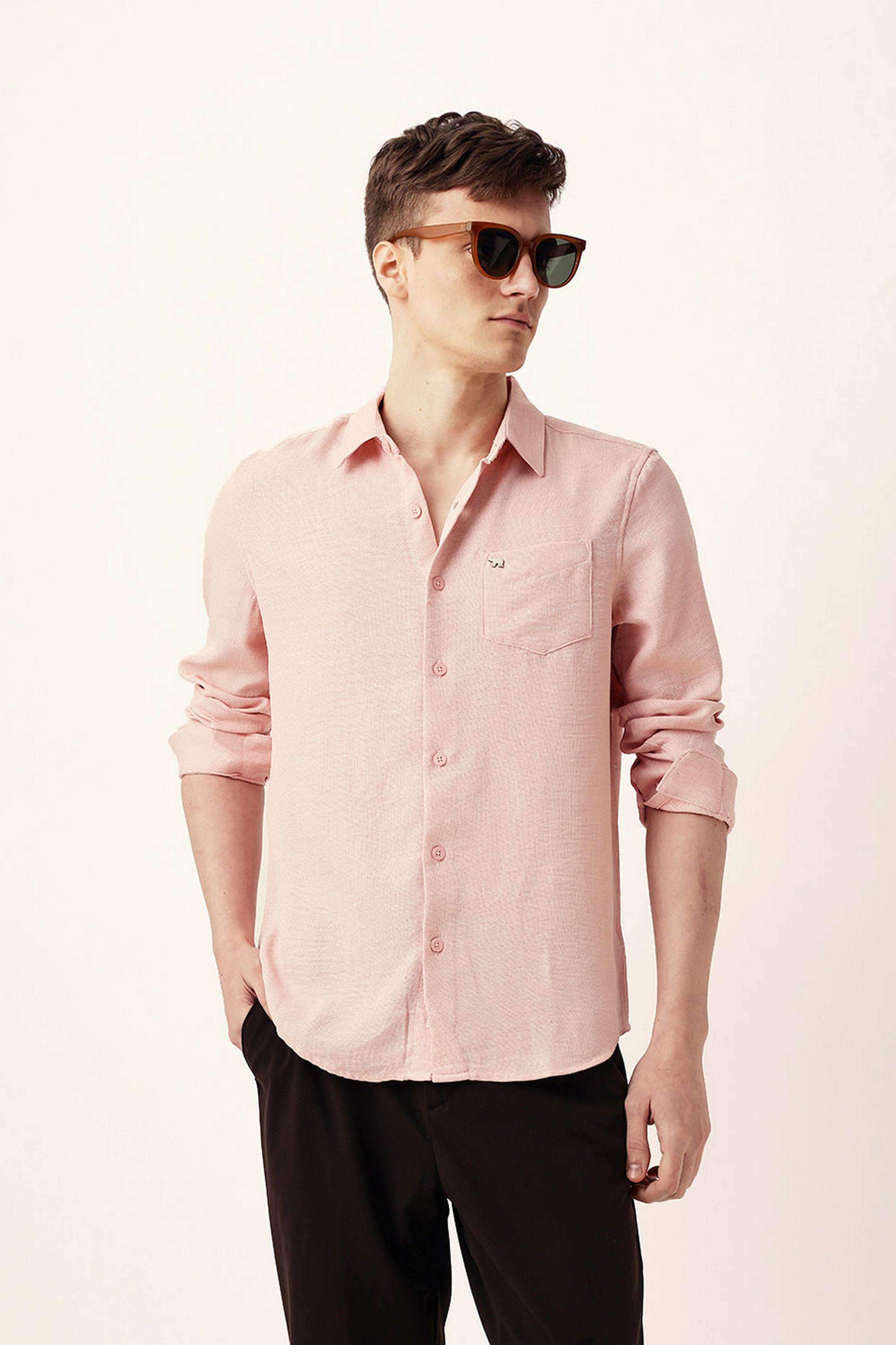 Solid-Cotton-Blend-Slim-Fit-Men-s-Casual-Shirt