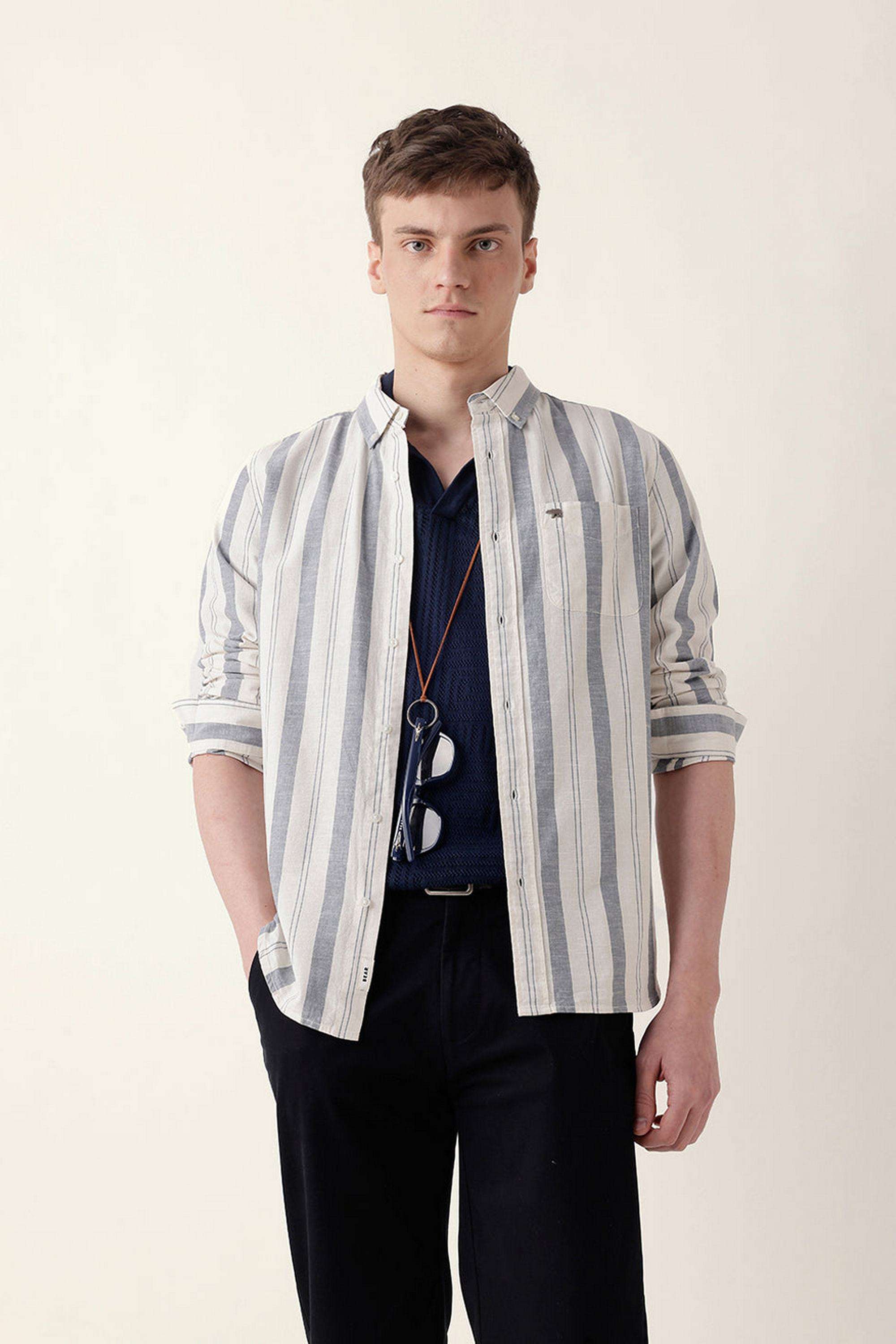 Stripes-Cotton-Blend-Slim-Fit-Men-s-Casual-Shirt