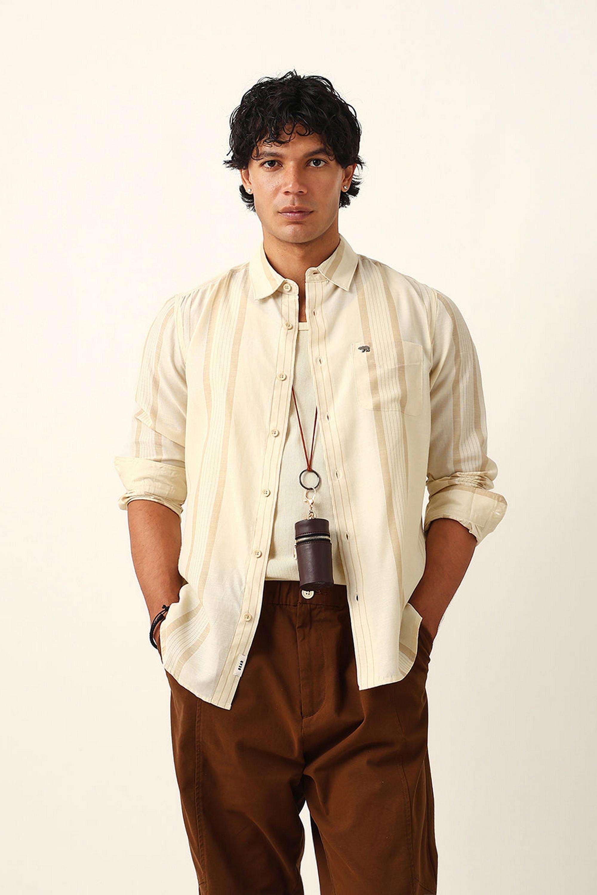 Stripes-Lyocell-Slim-Fit-Men-s-Casual-Shirt