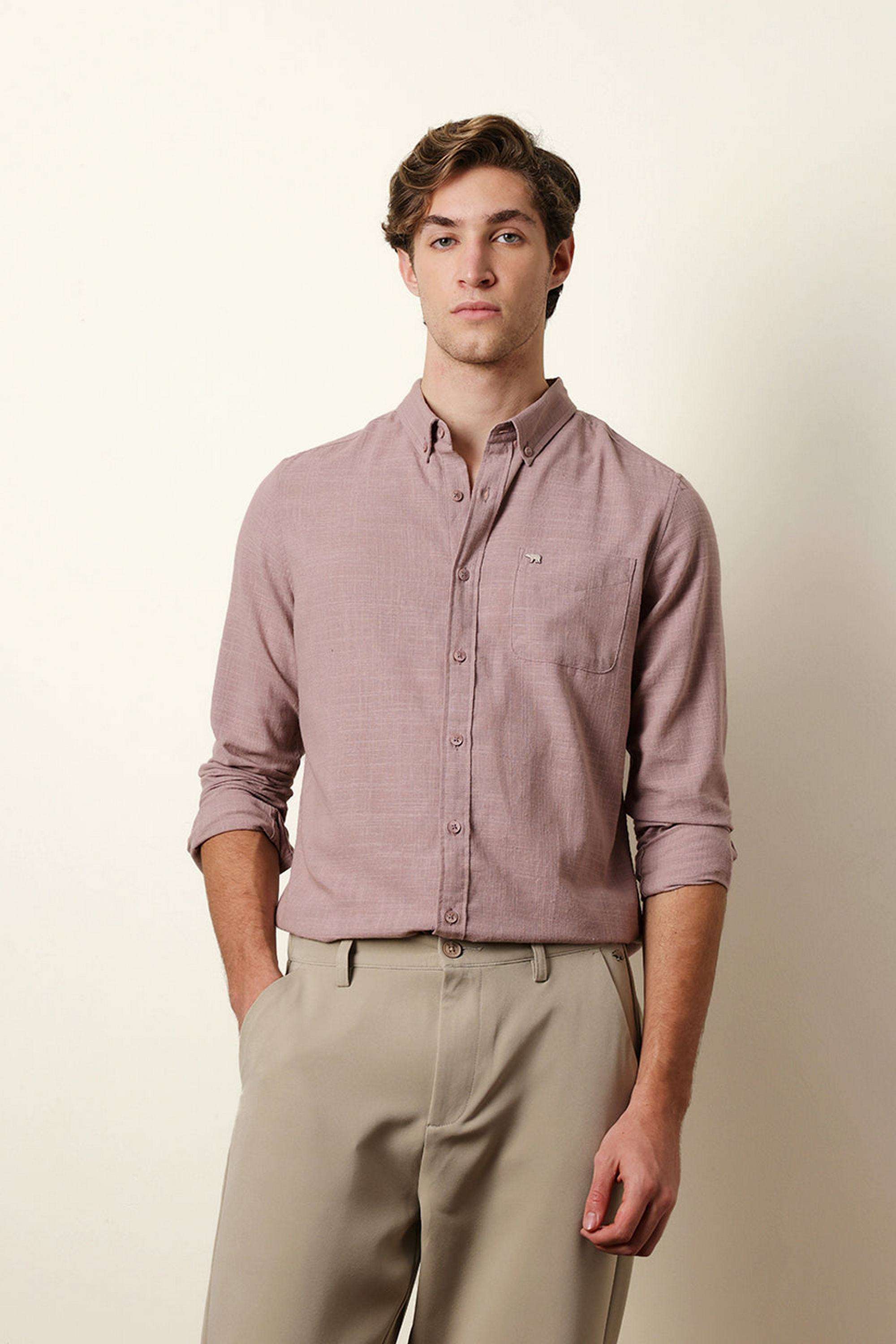 Textured-Blended-Fabric-Slim-Fit-Men-s-Casual-Shirt