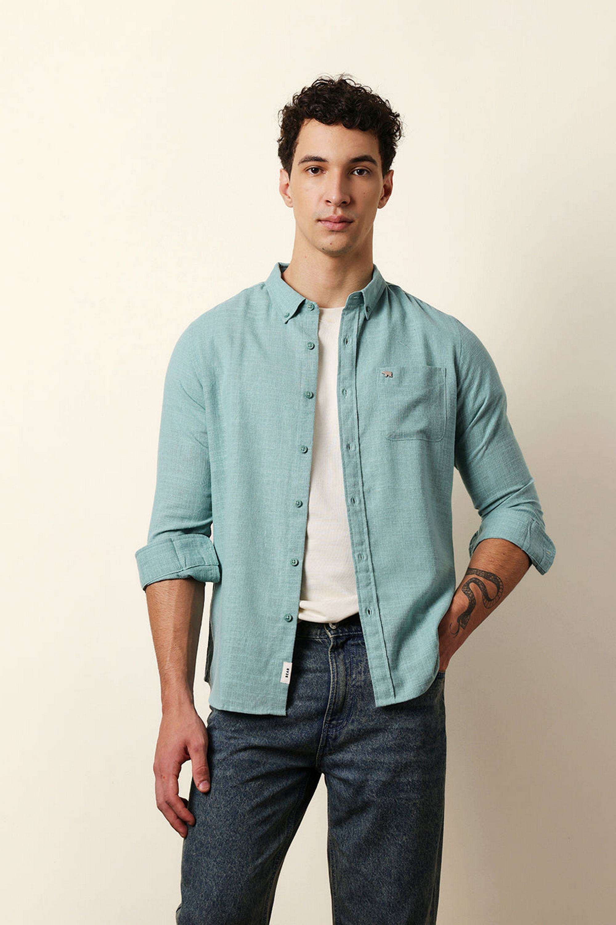 Textured-Blended-Fabric-Slim-Fit-Men-s-Casual-Shirt