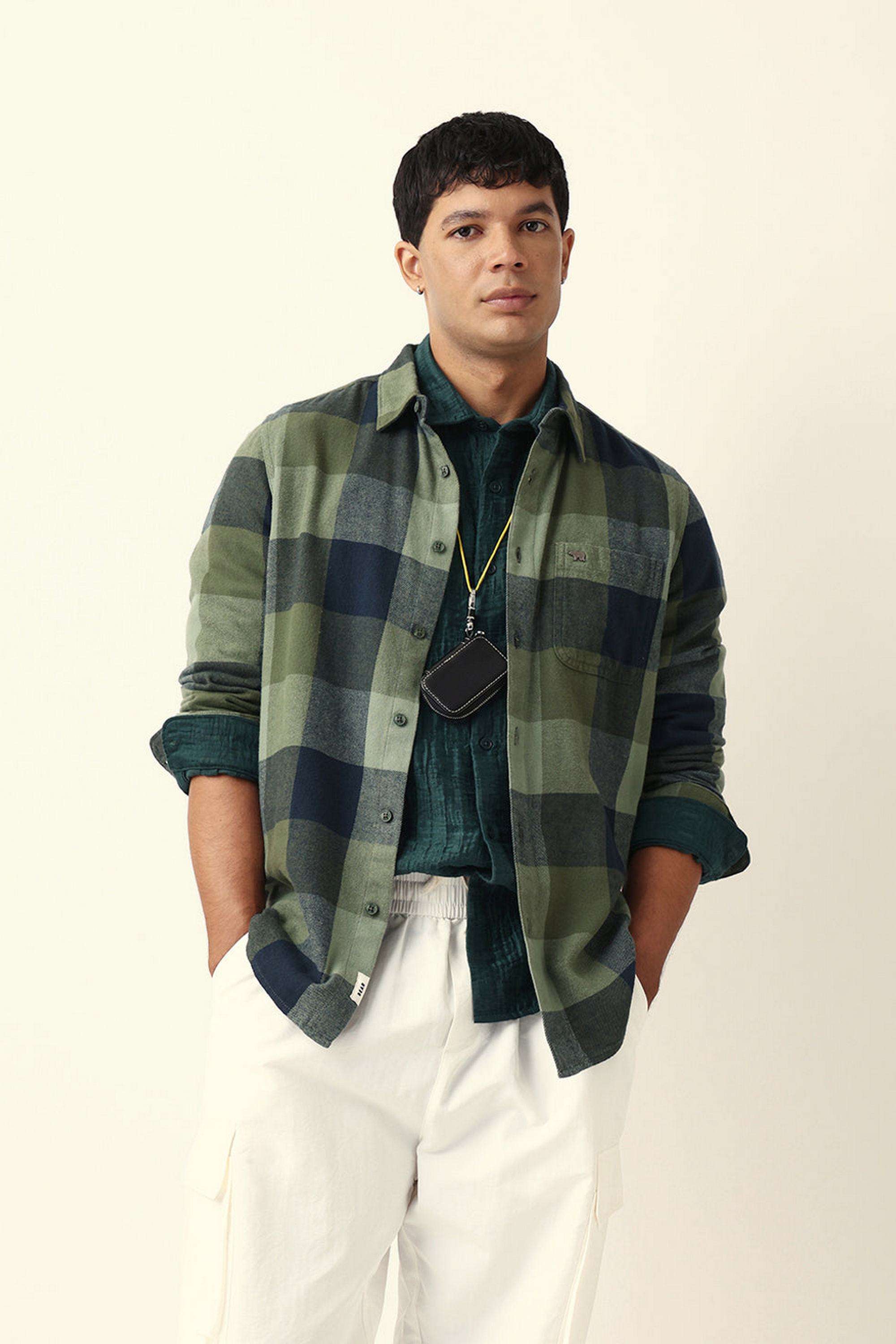 Checks-Cotton-Blend-Relaxed-Fit-Men-s-Casual-Shirt
