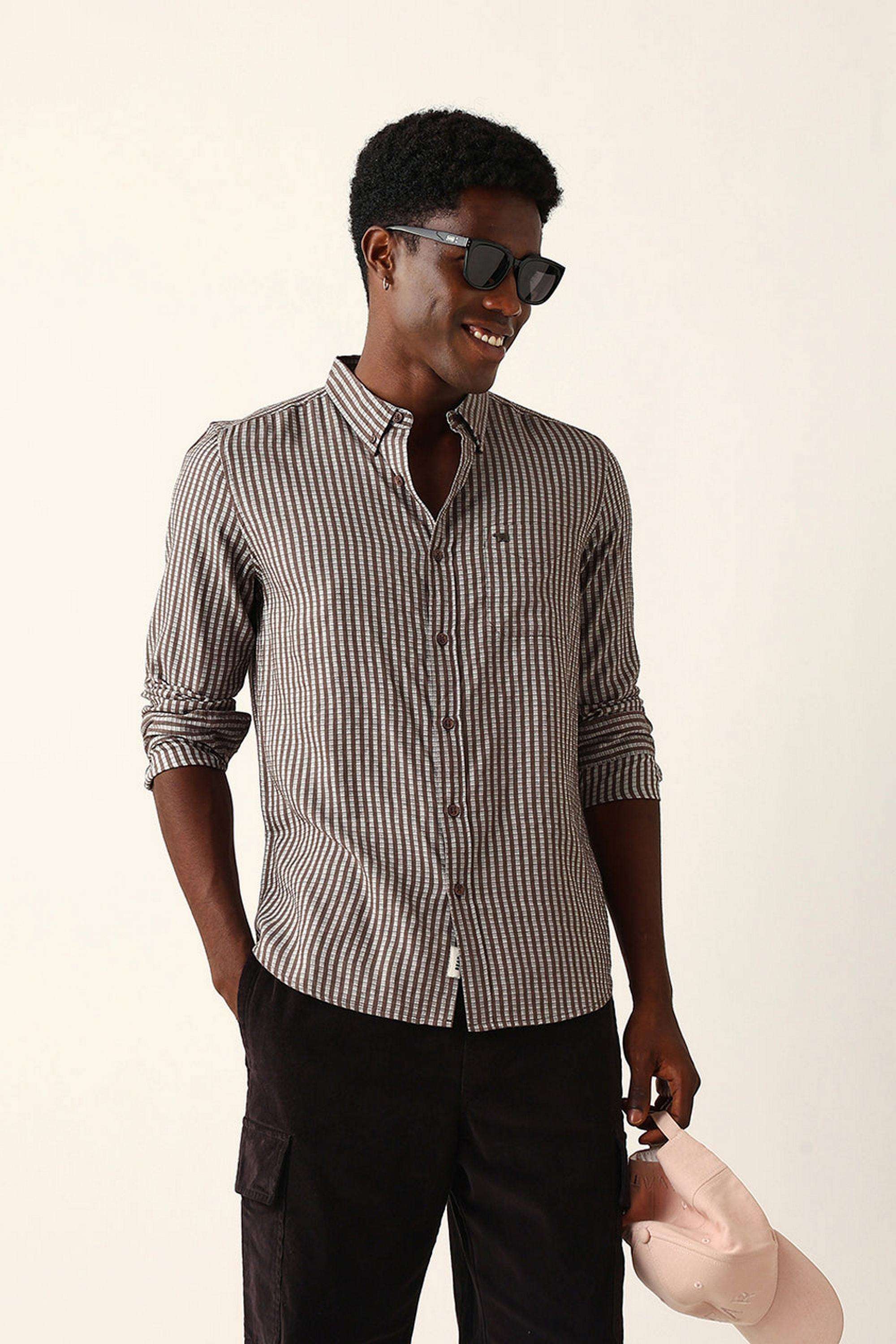 Stripes-Blended-Fabric-Slim-Fit-Men-s-Casual-Shirt