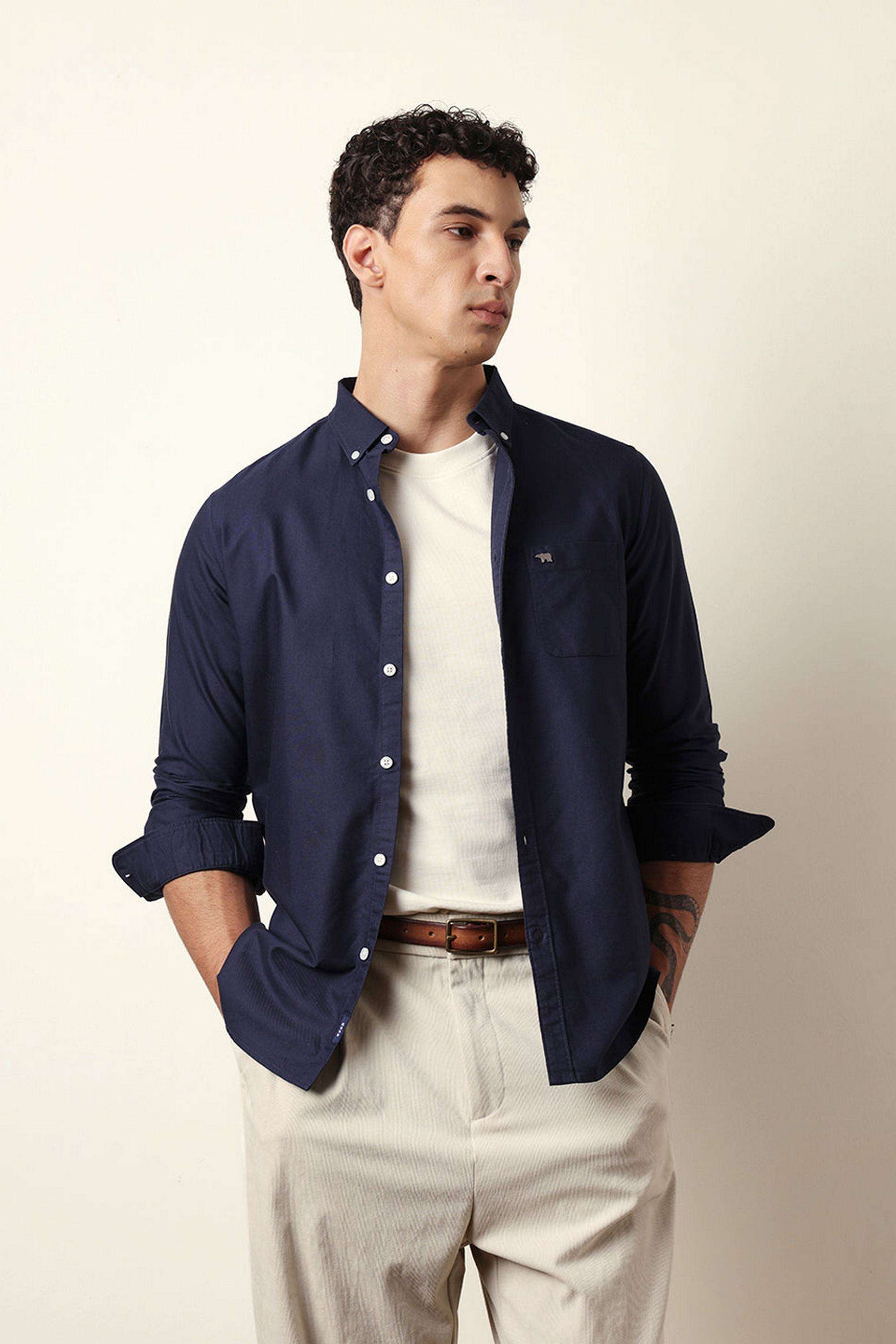 Solid-Cotton-Blend-Slim-Fit-Men-s-Casual-Shirt