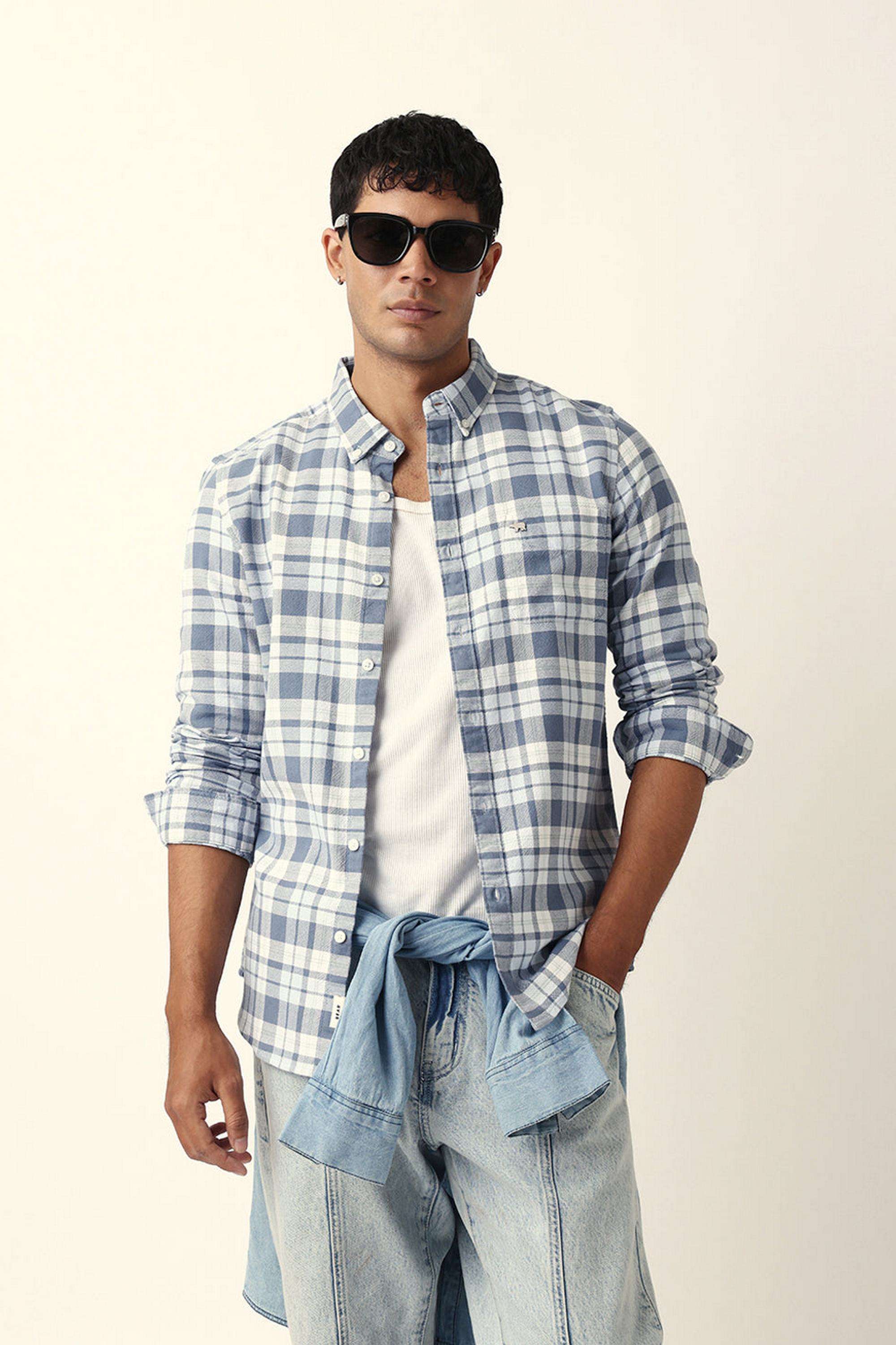 Checks-Cotton-Blend-Slim-Fit-Men-s-Casual-Shirt
