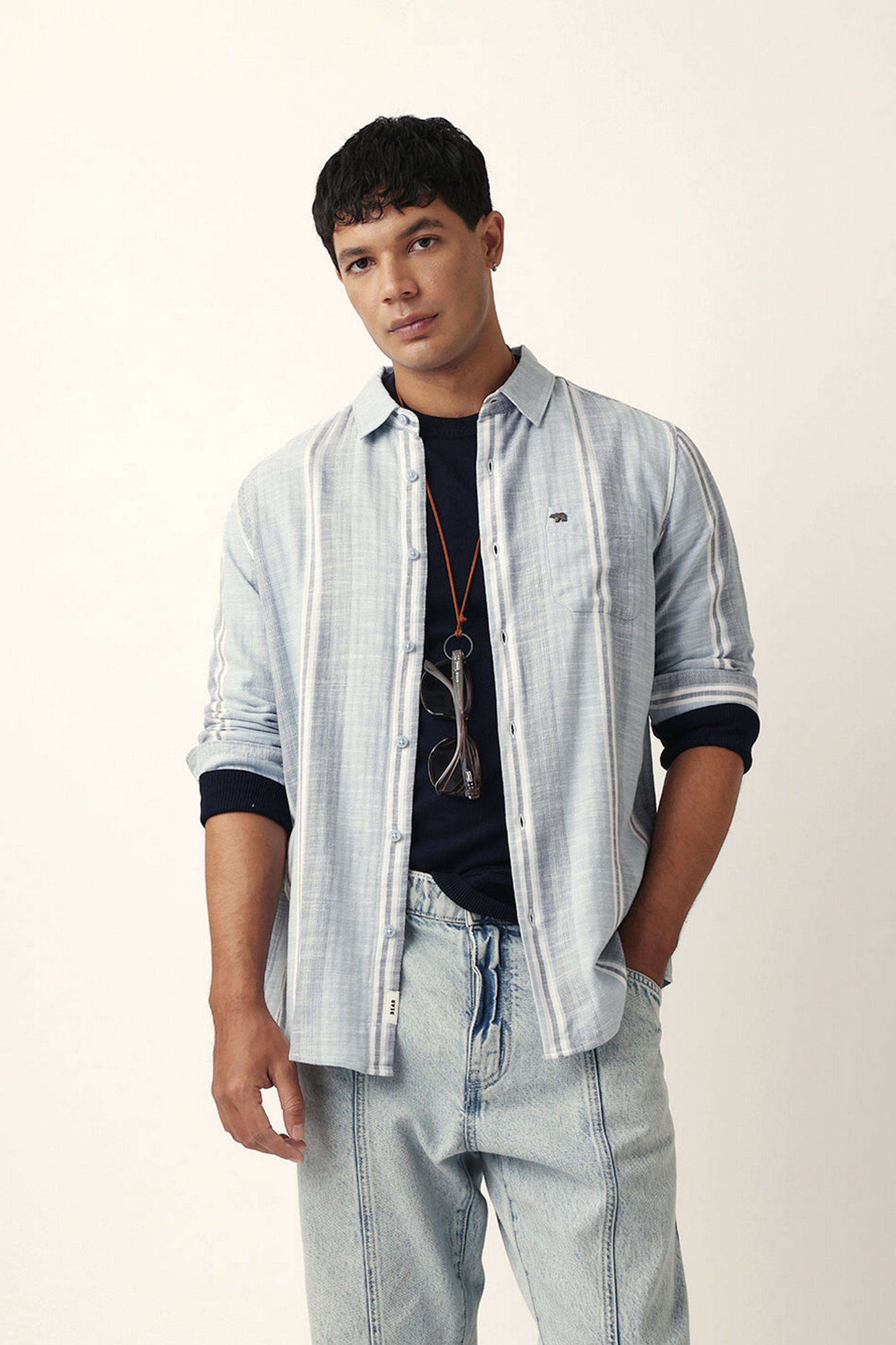 Stripes-Cotton-Blend-Slim-Fit-Men-s-Casual-Shirt