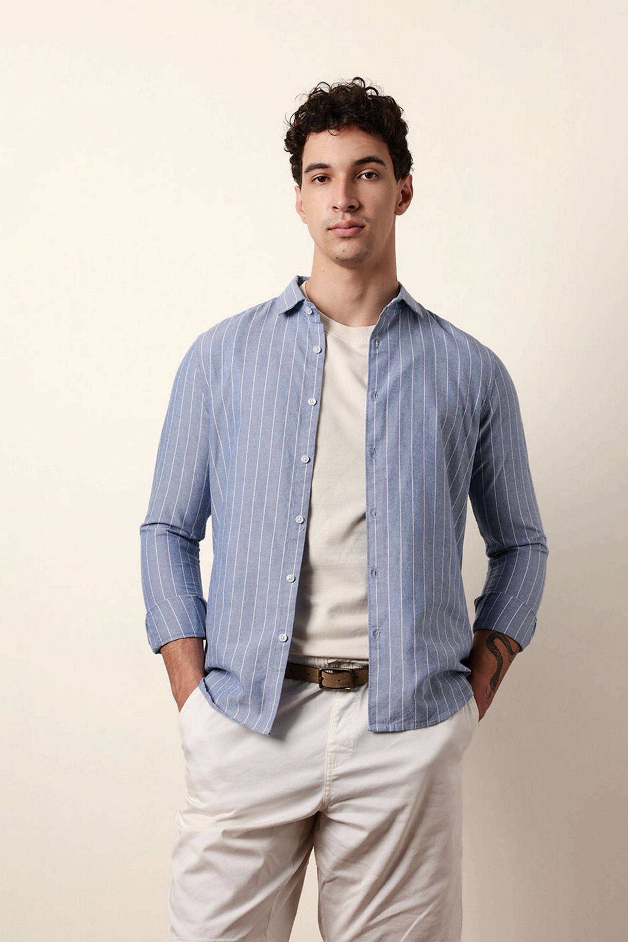 Stripes-Cotton-Blend-Slim-Fit-Men-s-Casual-Shirt