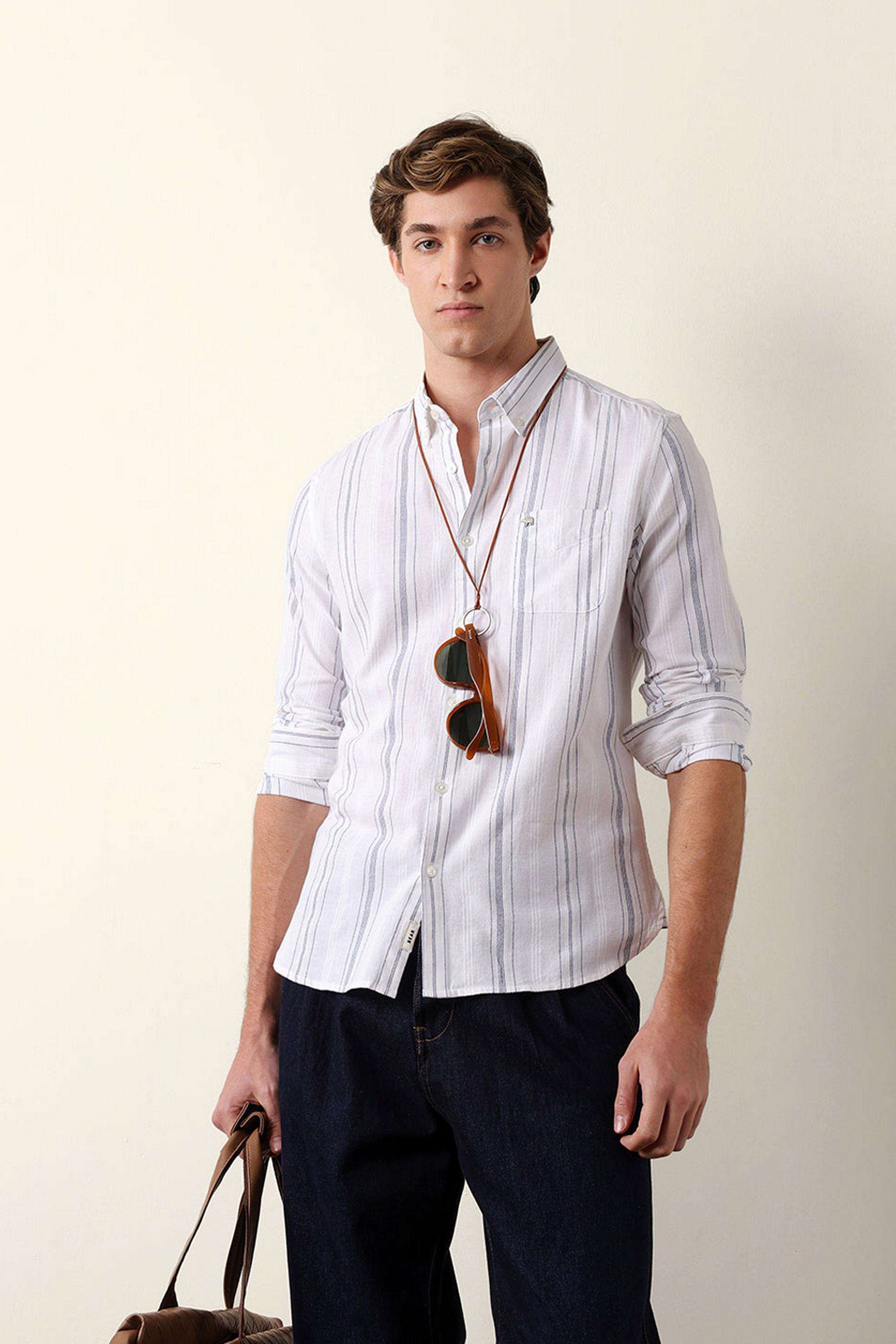Stripes-Cotton-Blend-Slim-Fit-Men-s-Casual-Shirt