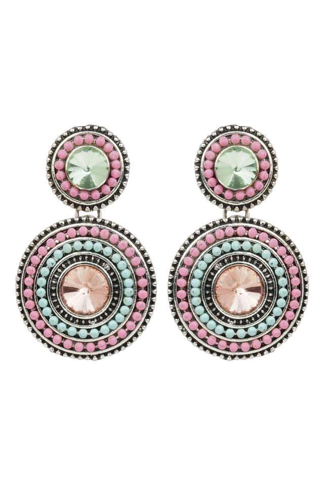 Oxidised-Drop-Earrings-With-Color-Ful-Beads-and-Artificial-Stones