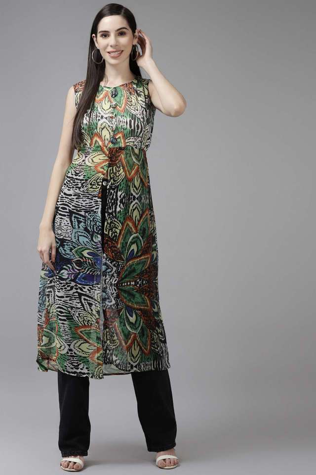 Printed Georgette Round Neck Women Top-image-11
