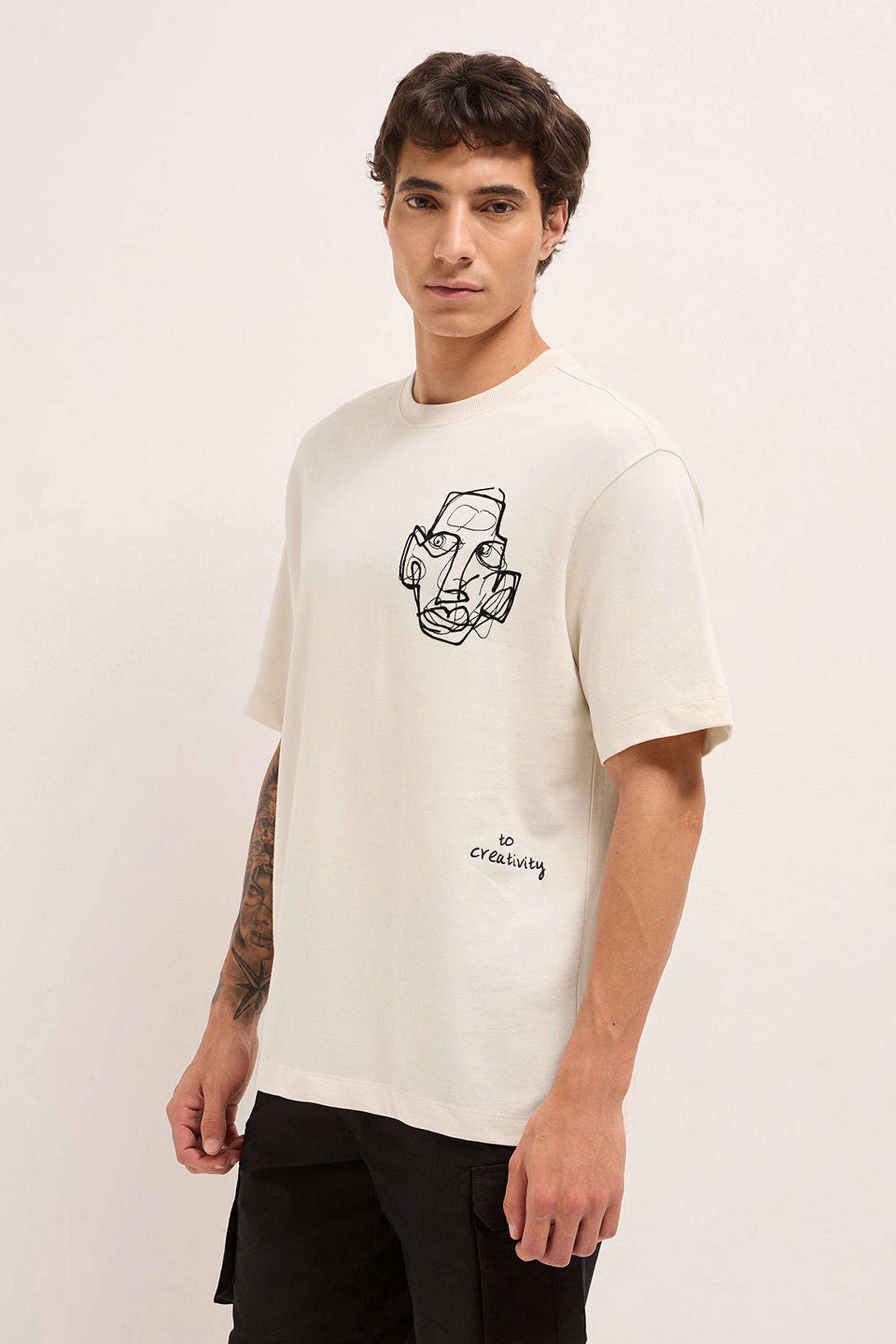 Solid-Cotton-Blend-Oversized-Fit-Men-s-T-Shirt