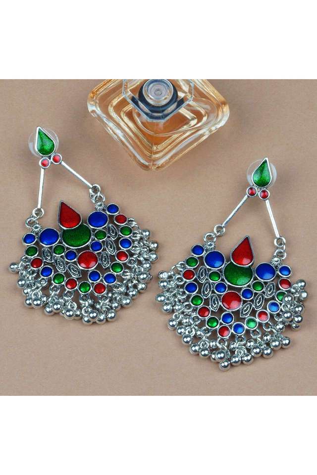 Multi-Color-Silver-Chand-Ballies-With-Red-And-Blue-Minakari-Design