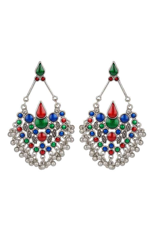 Multi-Color-Silver-Chand-Ballies-With-Red-And-Blue-Minakari-Design