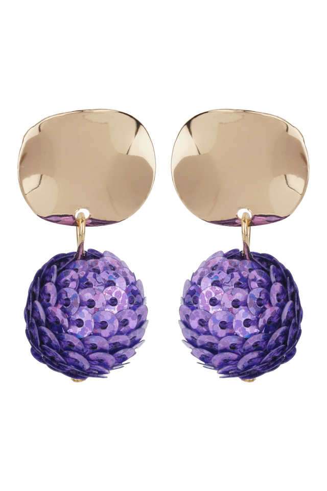 Beautiful-Gold-Plated-Purple-Sequin-Drop-Earrings