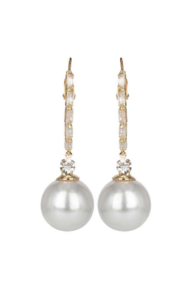 Golden-Earing-Hoops-With-Cz-Stone-And-Pearl-Drop-Hanging