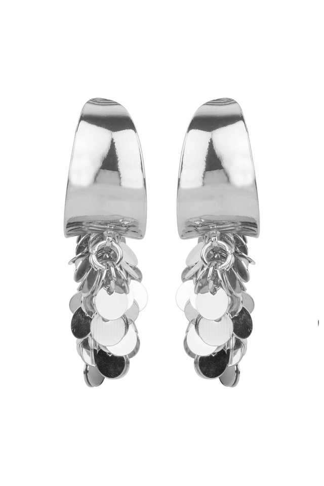 Brass-Metal-Silver-Plated-Semi-Hoop-Earrings