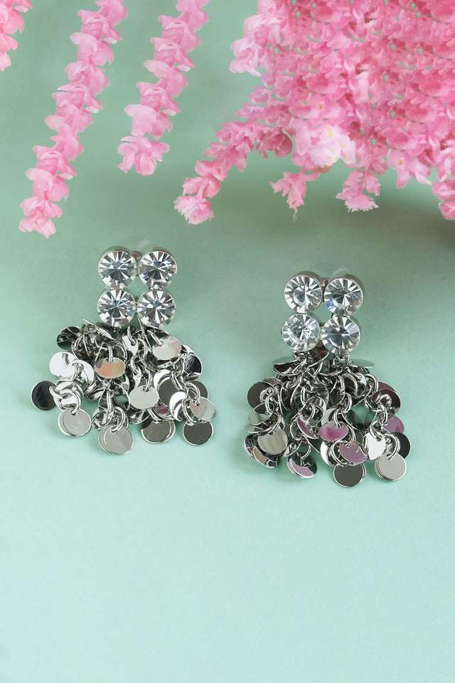 Brass-Metal-Silver-Plated-Earrings