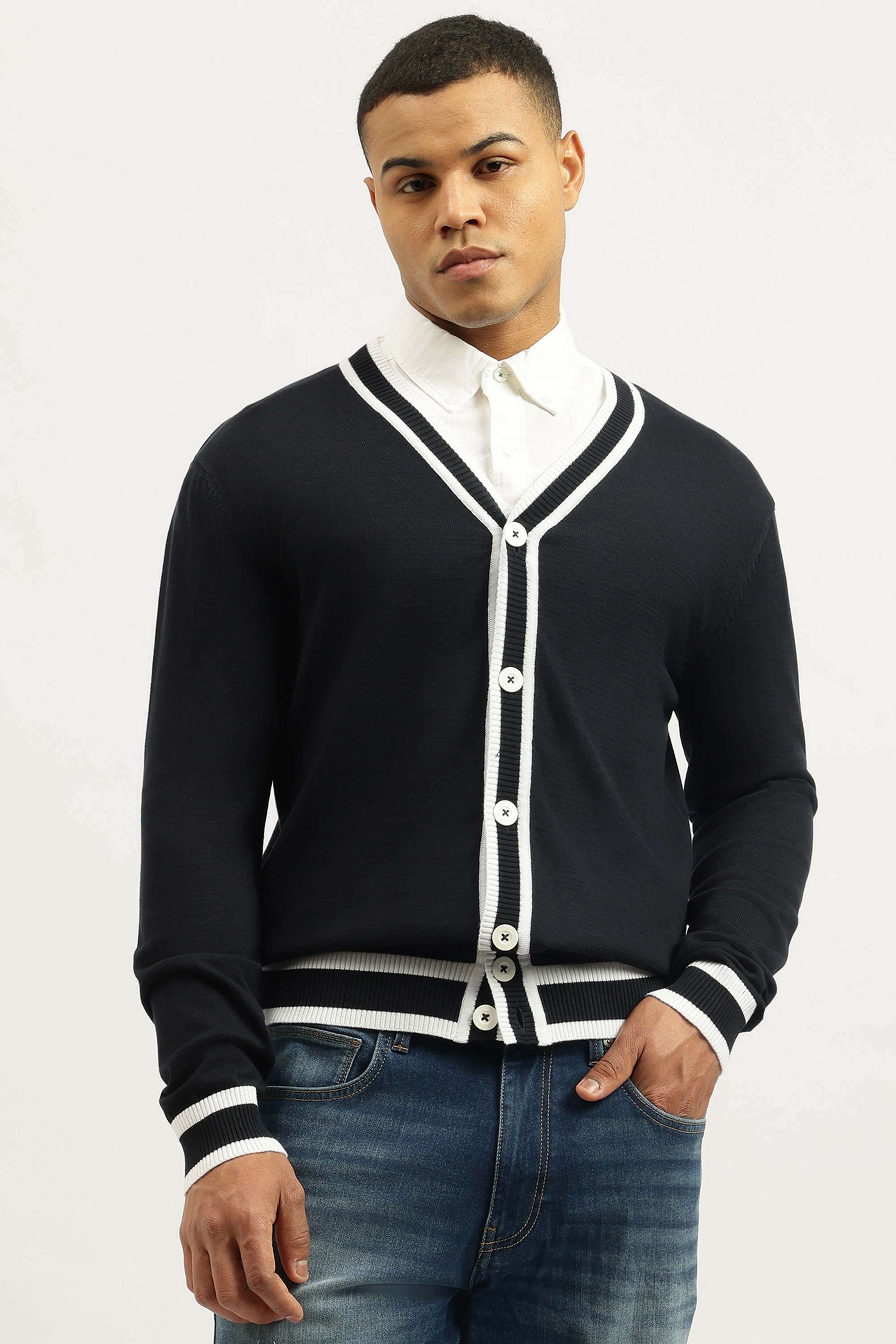 Solid-V-Neck-Cotton-Men-s-Casual-Wear-Sweater