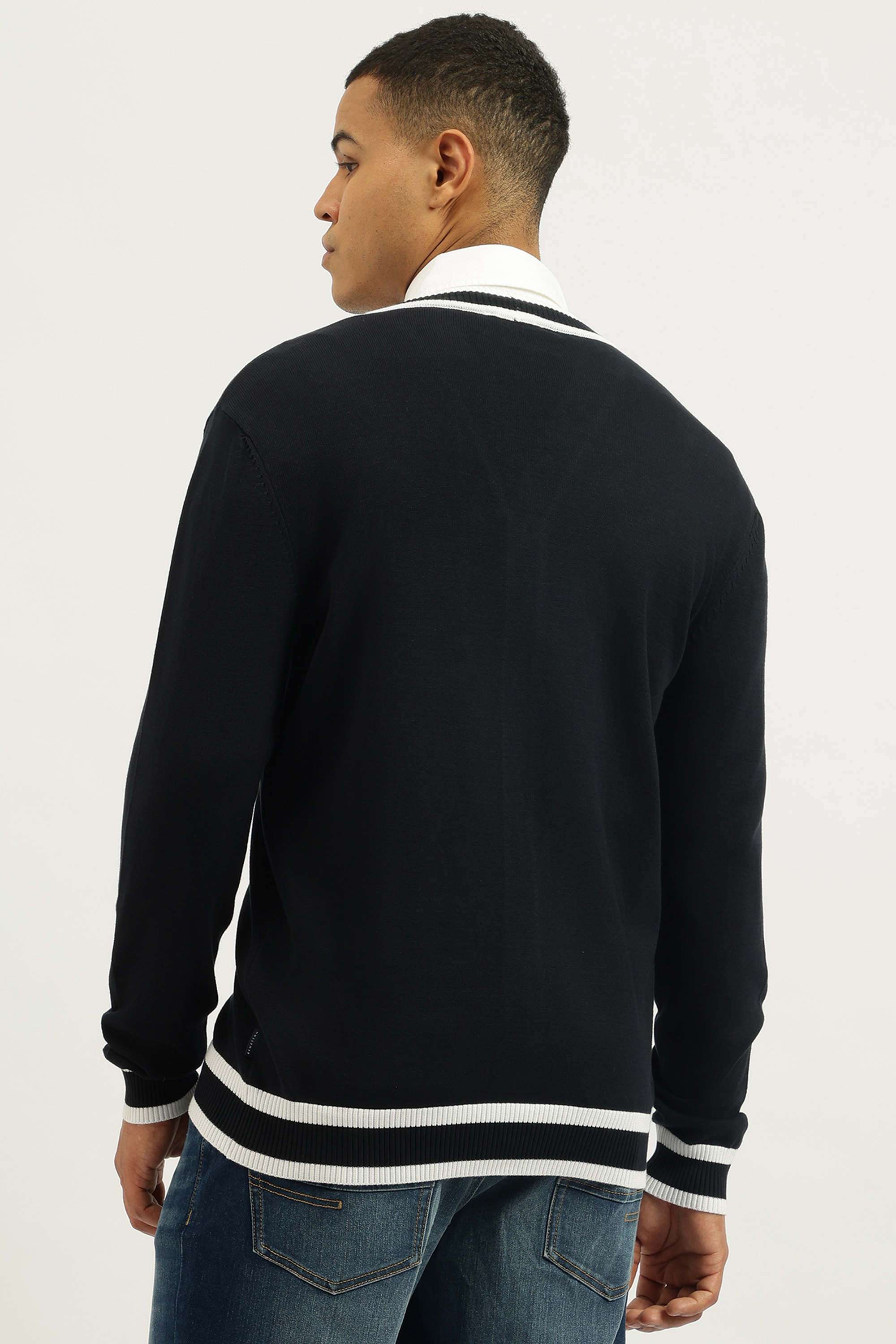 Solid-V-Neck-Cotton-Men-s-Casual-Wear-Sweater
