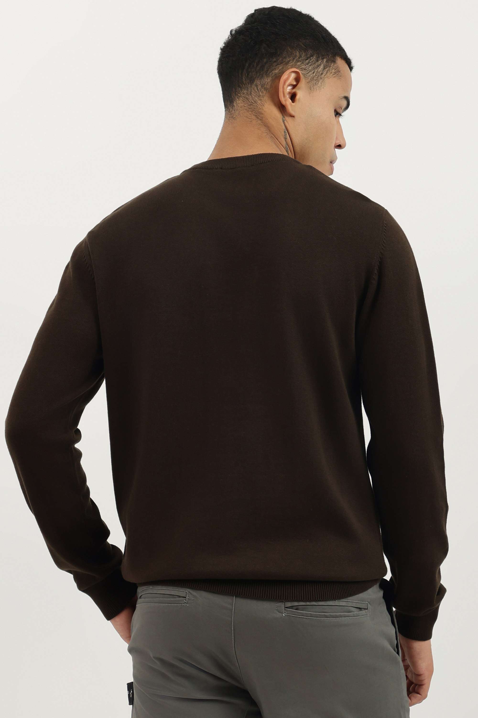 Solid-Cotton-Round-Neck-Men-s-Pullover