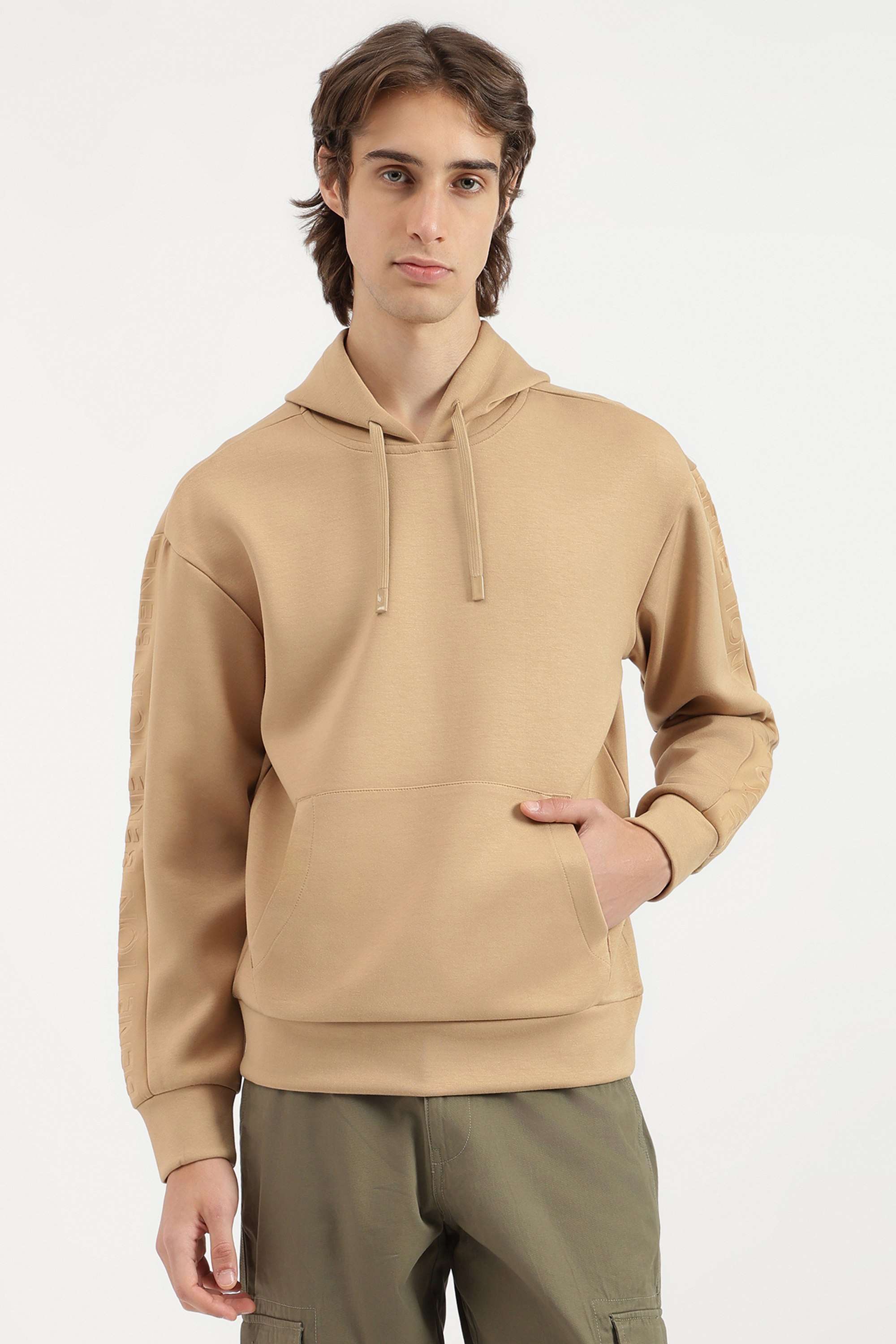 Solid-Polyester-Blend-Hooded-Men-s-Sweatshirt