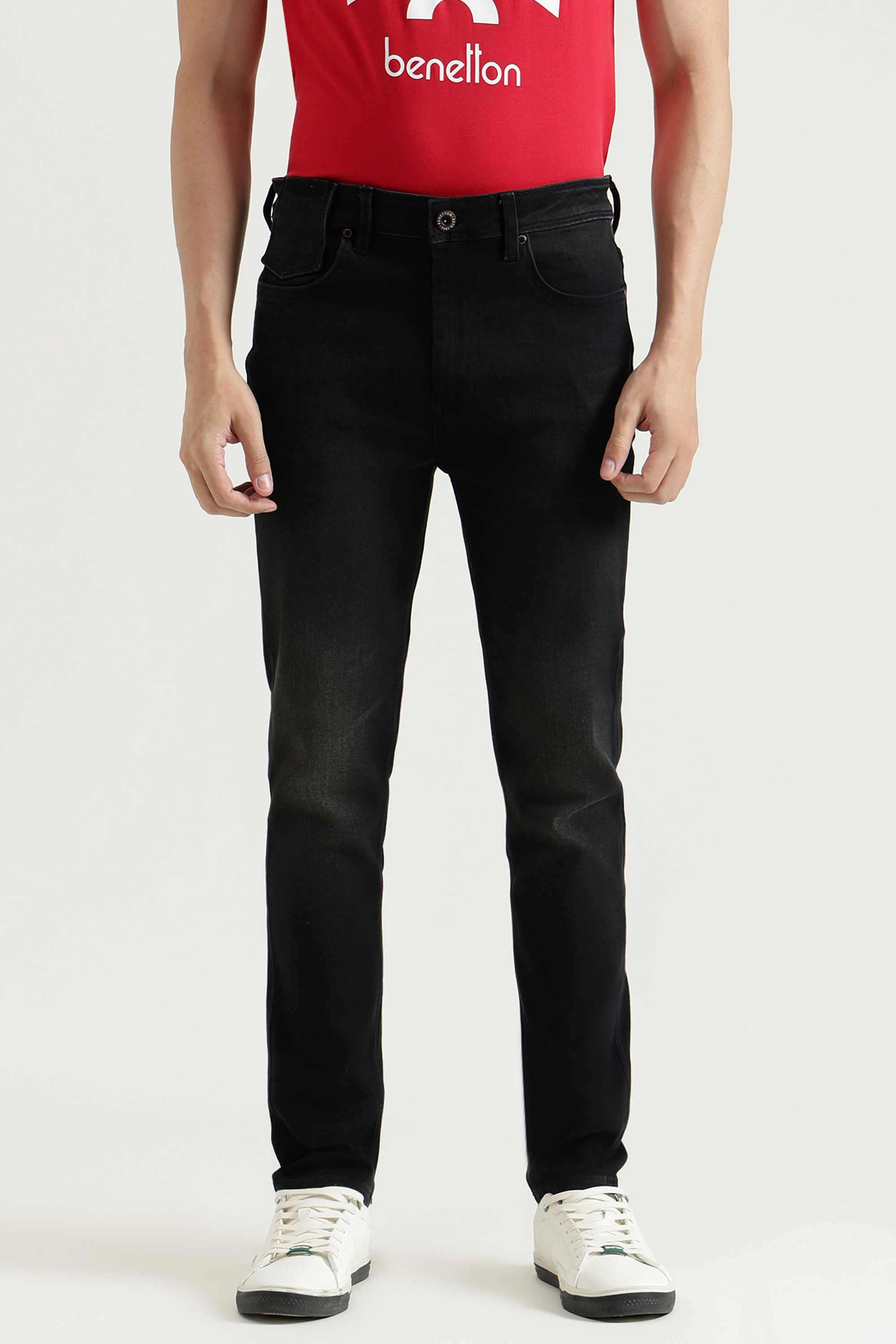 Solid-Polyester-Blend-Regular-Fit-Men-s-Jeans