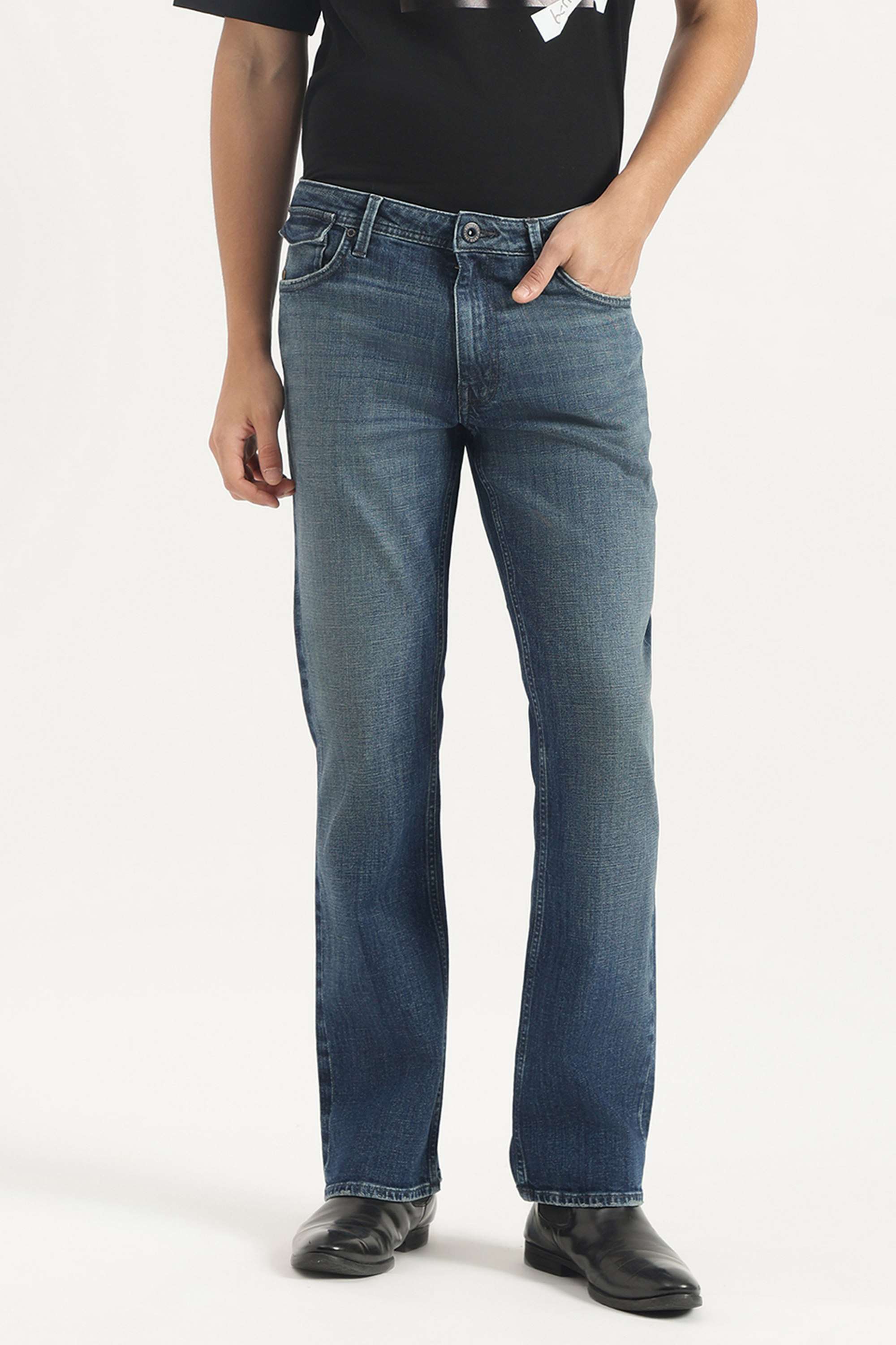 Solid-Cotton-Bootcut-Fit-Men-s-Jeans