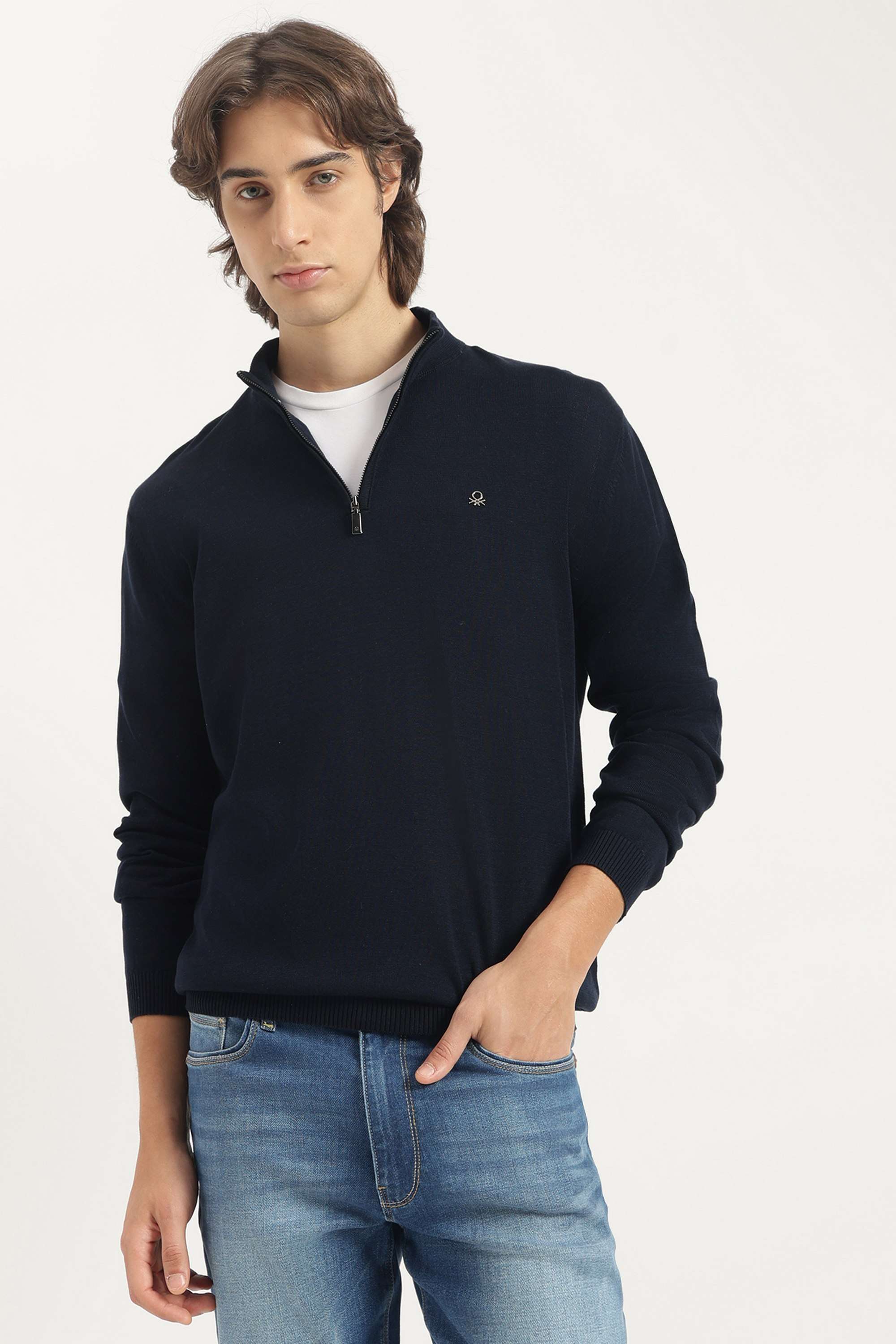 Solid-Cotton-Round-Neck-Men-s-Pullover