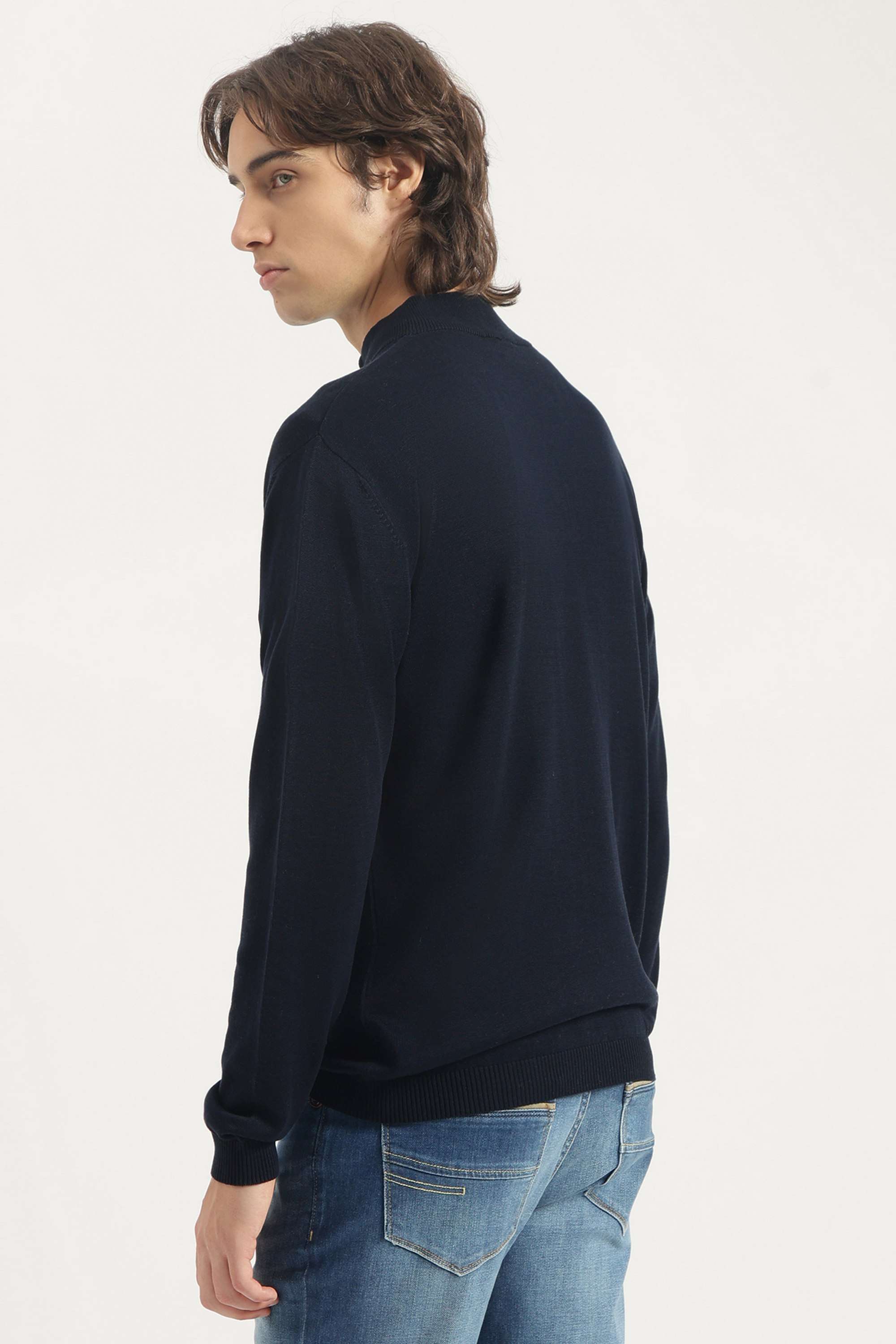 Solid-Cotton-Round-Neck-Men-s-Pullover