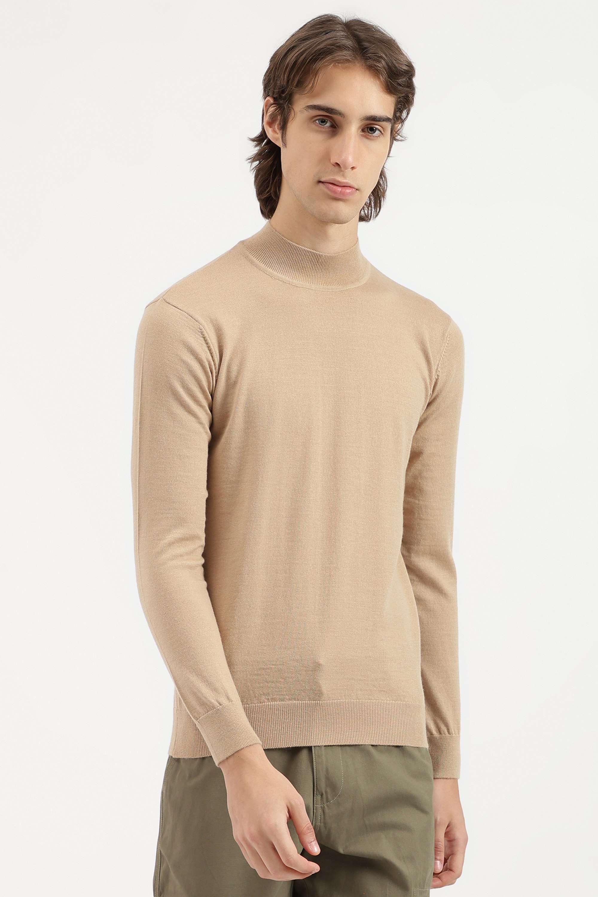 Solid-Wool-Blend-Turtle-Neck-Men-s-Pullover