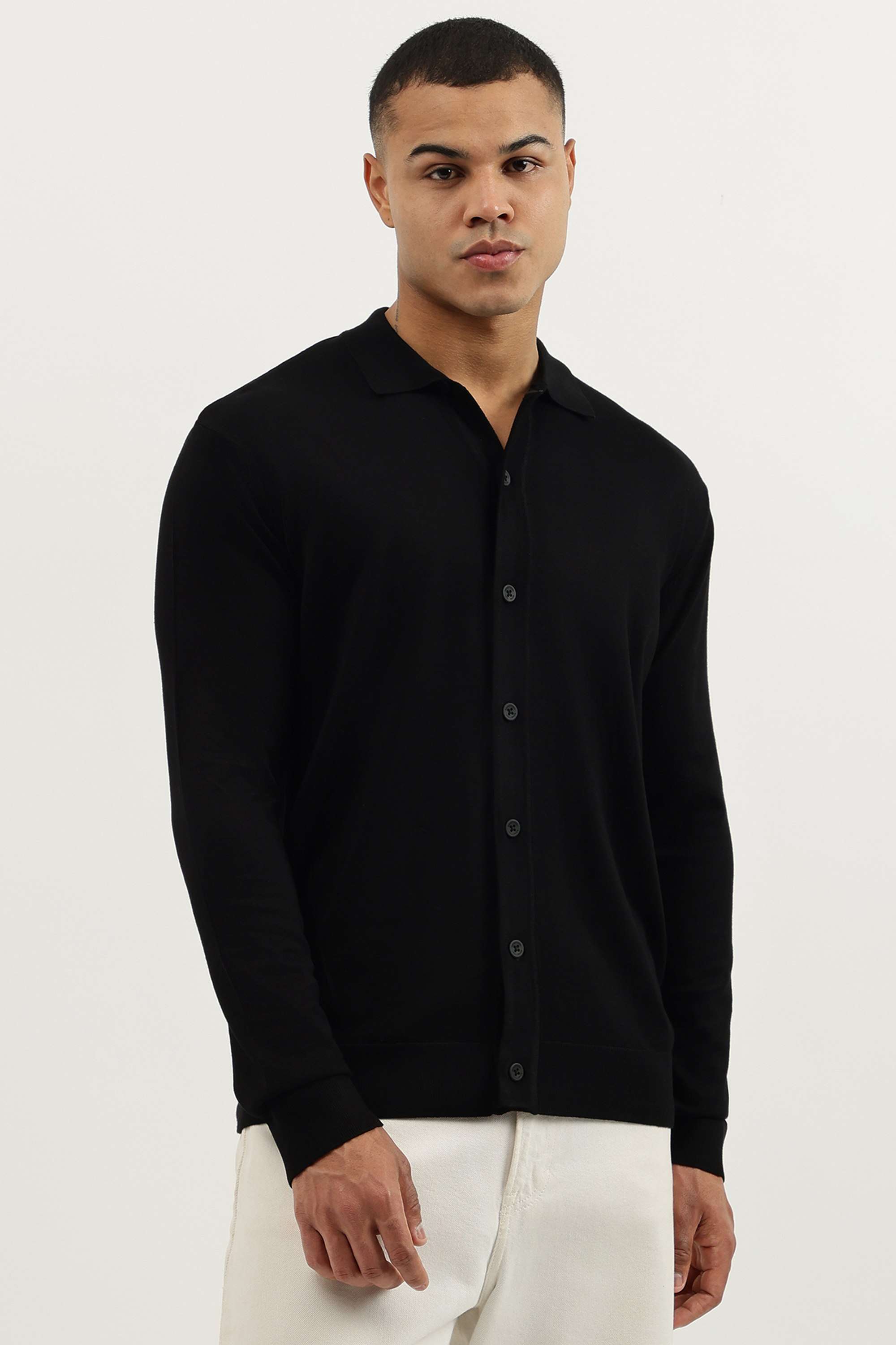 Solid-Viscose-Blend-Polo-Men-s-Pullover