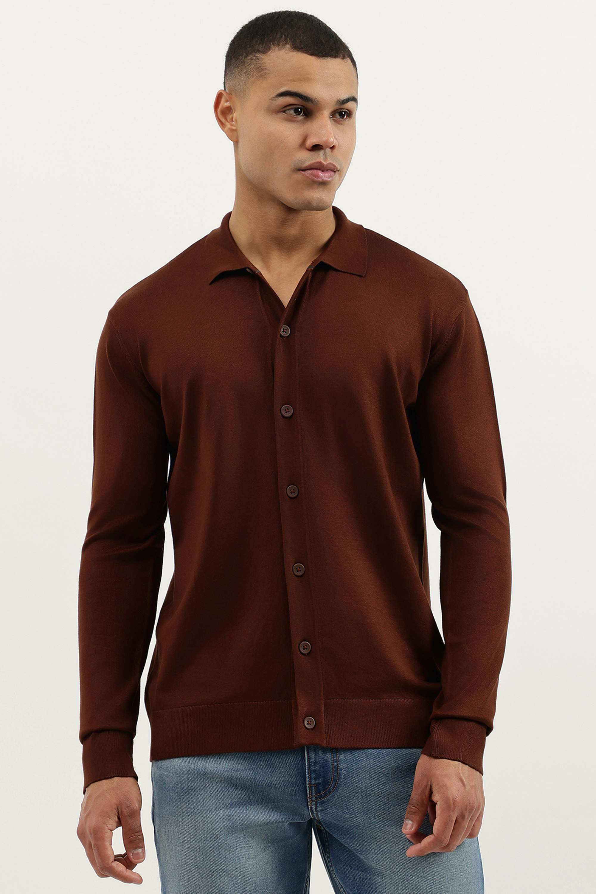 Solid-Viscose-Blend-Polo-Men-s-Pullover