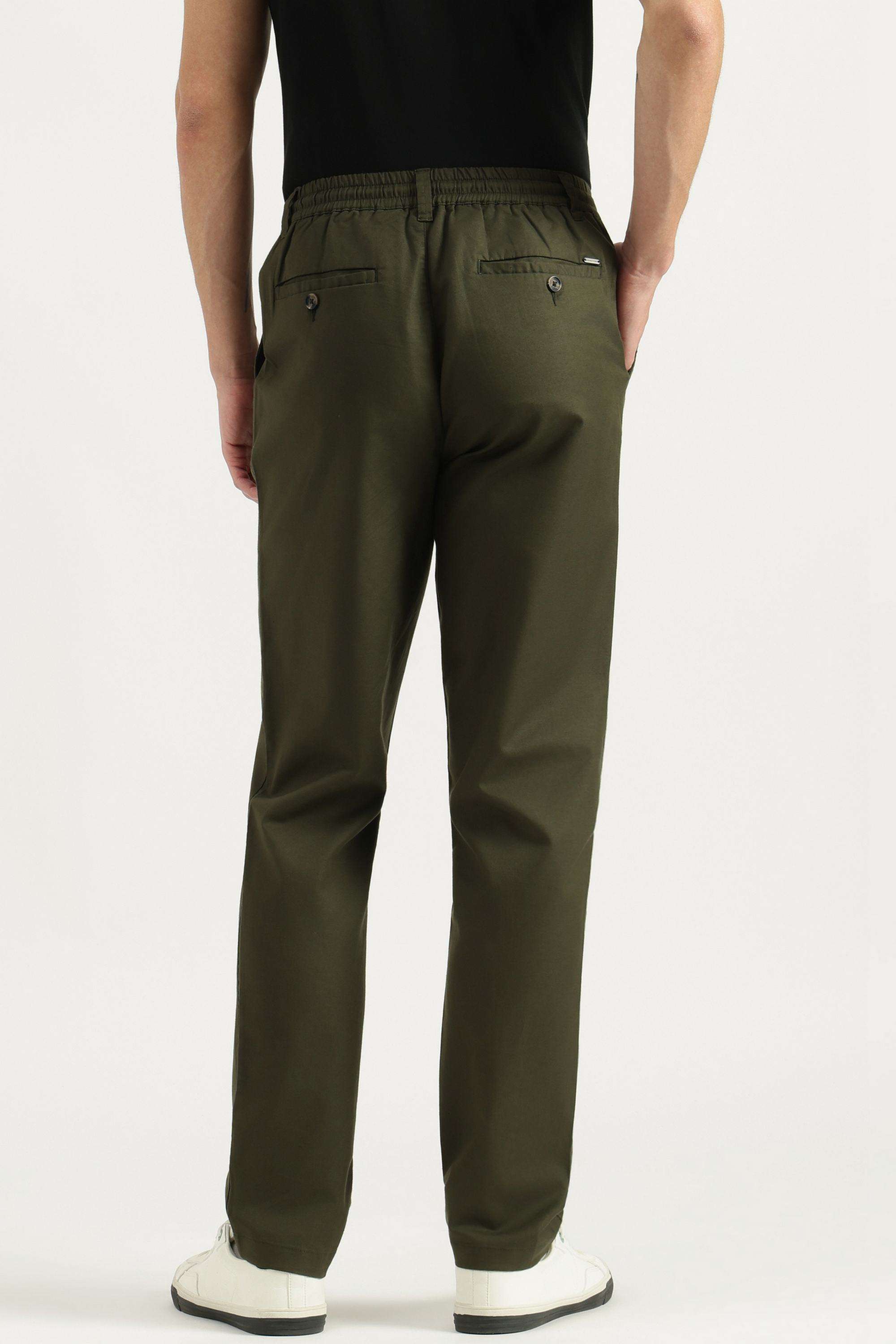 Solid-Cotton-Blend-Relaxed-Fit-Men-s-Casual-Trousers