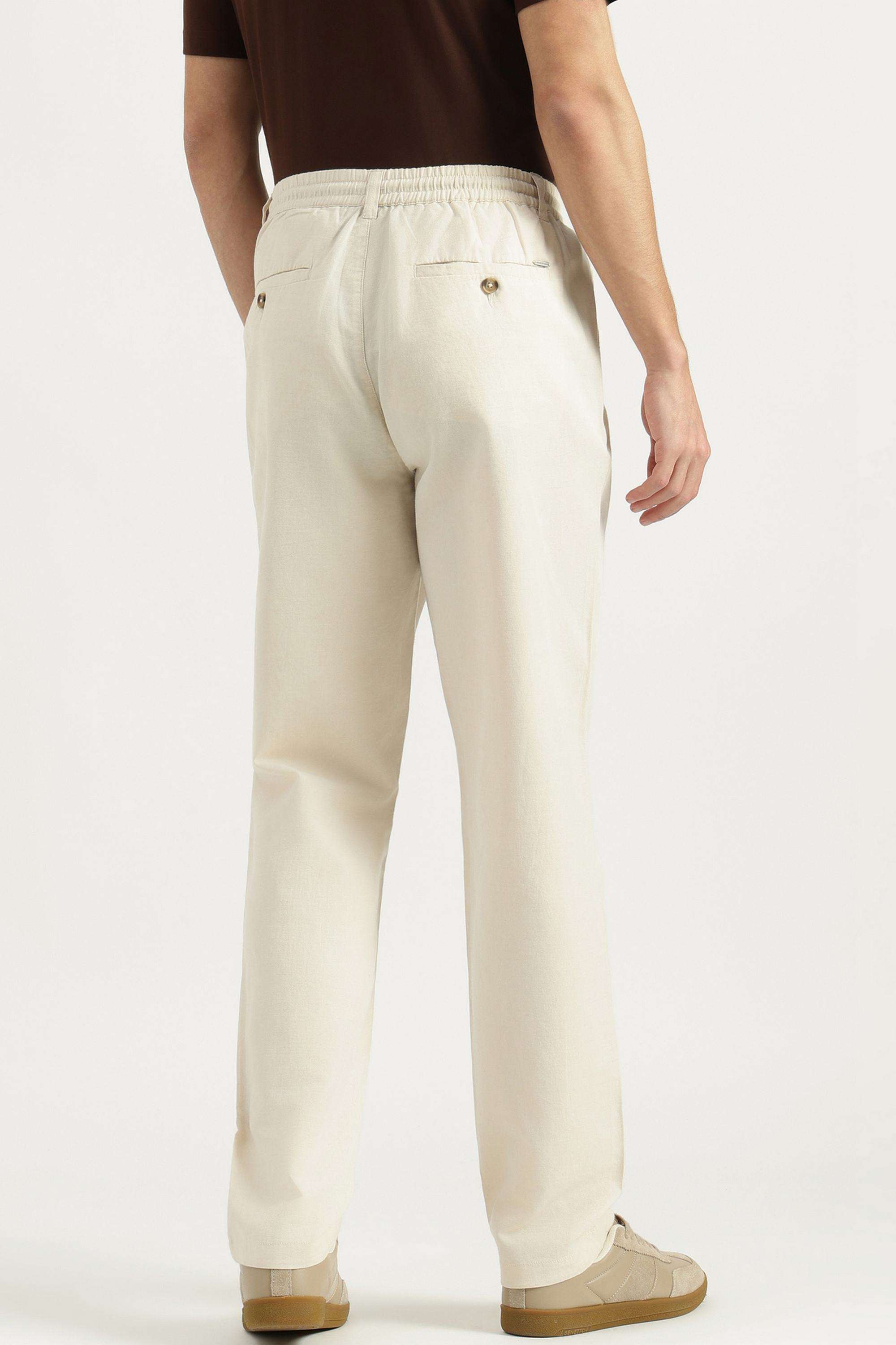 Solid-Cotton-Blend-Relaxed-Fit-Men-s-Casual-Trousers