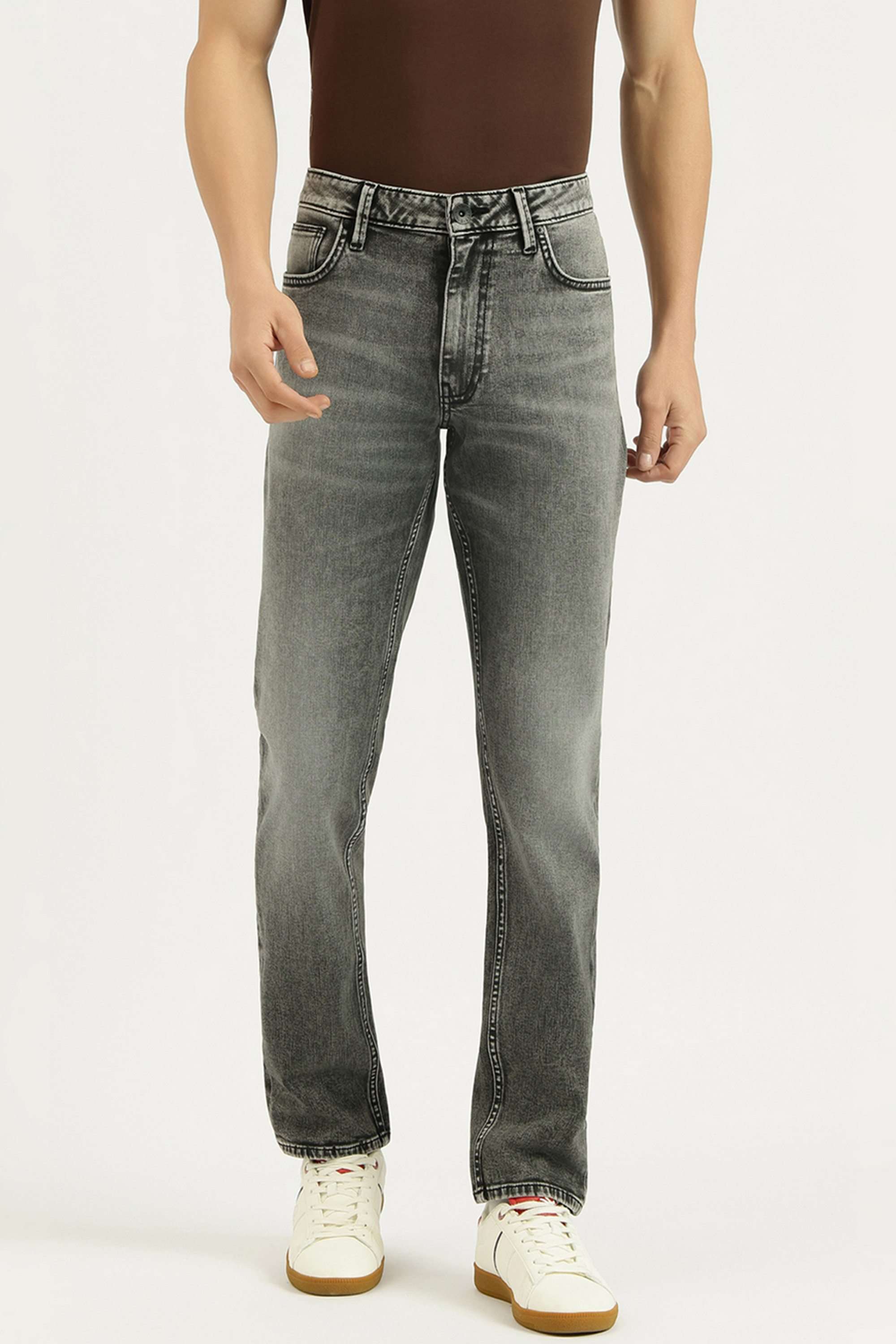 Solid-Cotton-Blend-Straight-Fit-Men-s-Jeans