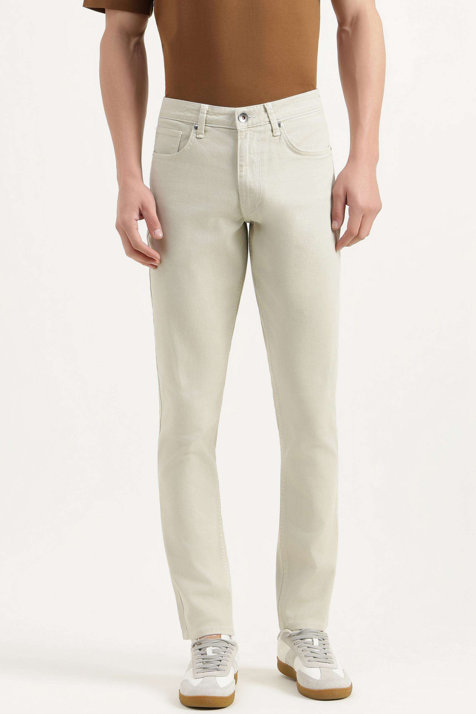 Solid-Cotton-Blend-Tapered-Fit-Men-s-Jeans
